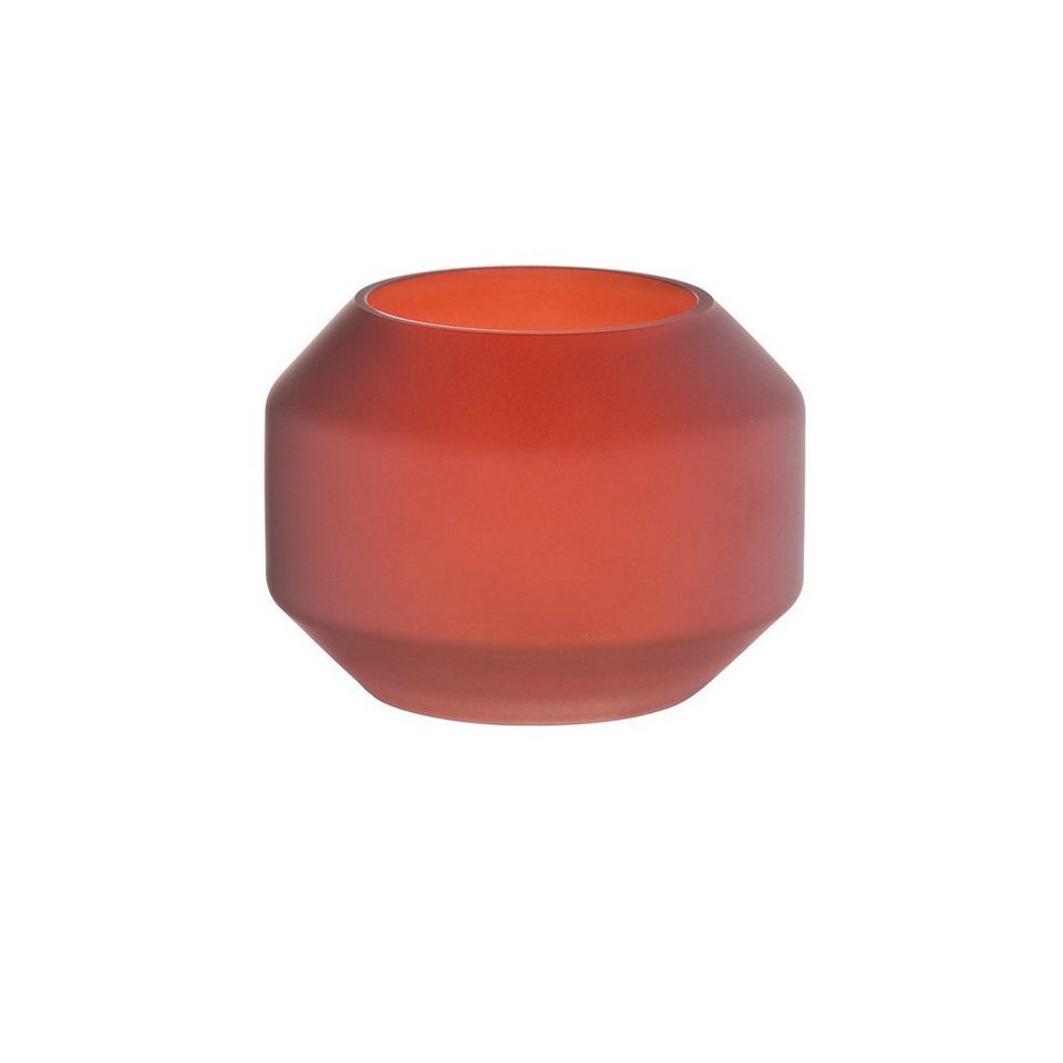 Fink Teelichthalter Teelichthalter / Vase EILEEN - rot - Glas - H.12cm x Ø  15cm, außen foliert - mundgeblasen, Stimmungsvoller Teelichthalter