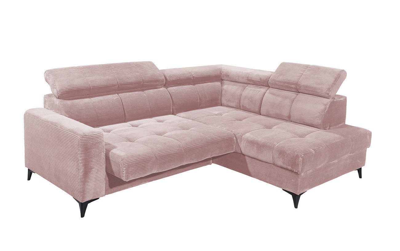 ED EXCITING DESIGN Ecksofa Bavaro, mit elektrischer Sitztiefenverstellung, Kopflehnen,USB-Anschlüsse