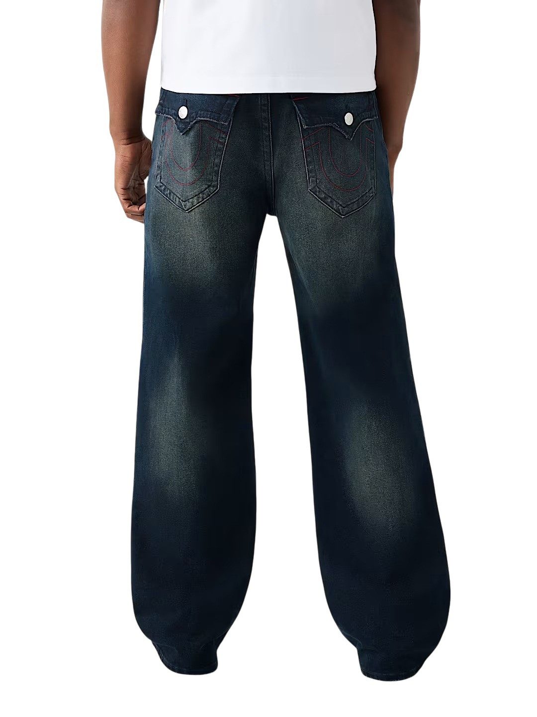 True Religion Relax-fit-Jeans Jeans True Religion Vinny SN Flap (1-tlg) Getönte Waschung mit übertriebenen Schnurrhaaren