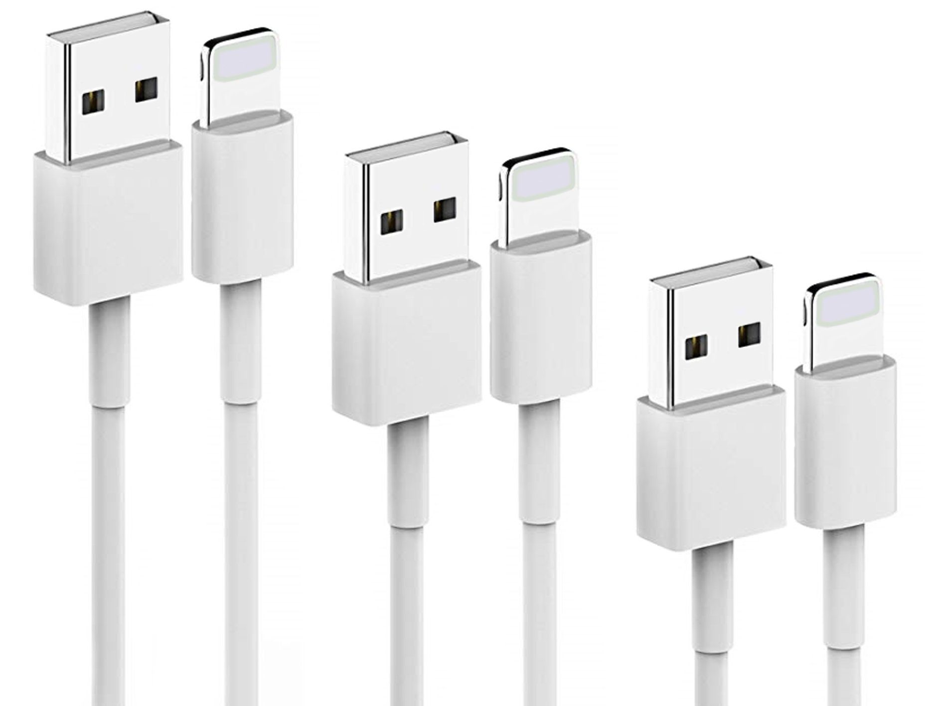 Shopbrothers 3 Set iPhone Ladekabel Lightning auf USB A Lightningkabel, Standard-USB, Lightning, Für Apple iPhone, robust, 1m länge