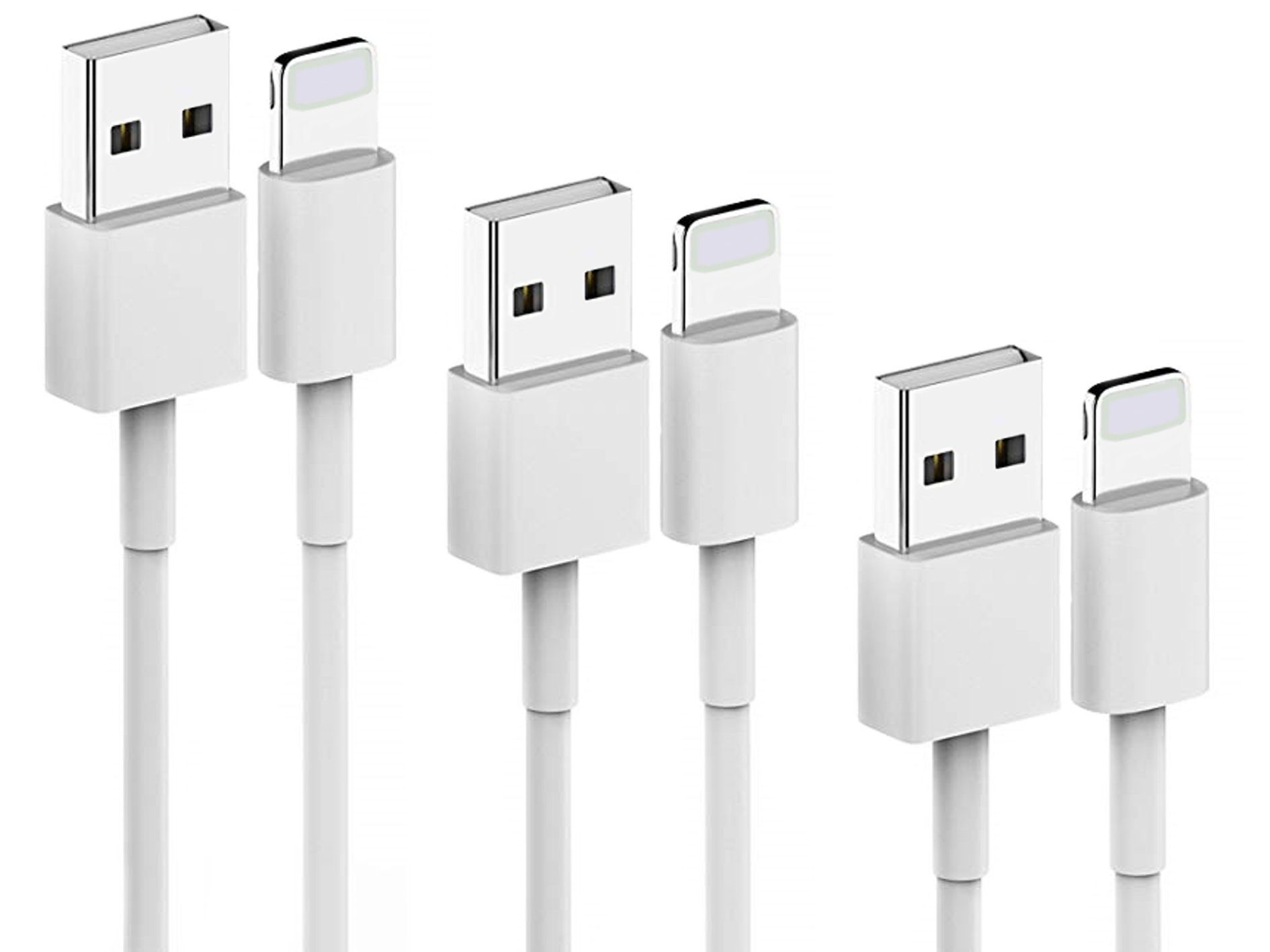 Shopbrothers 3 Set iPhone Ladekabel Lightning auf USB A Lightningkabel,  Standard-USB, Lightning, Für Apple iPhone, robust, 1m länge