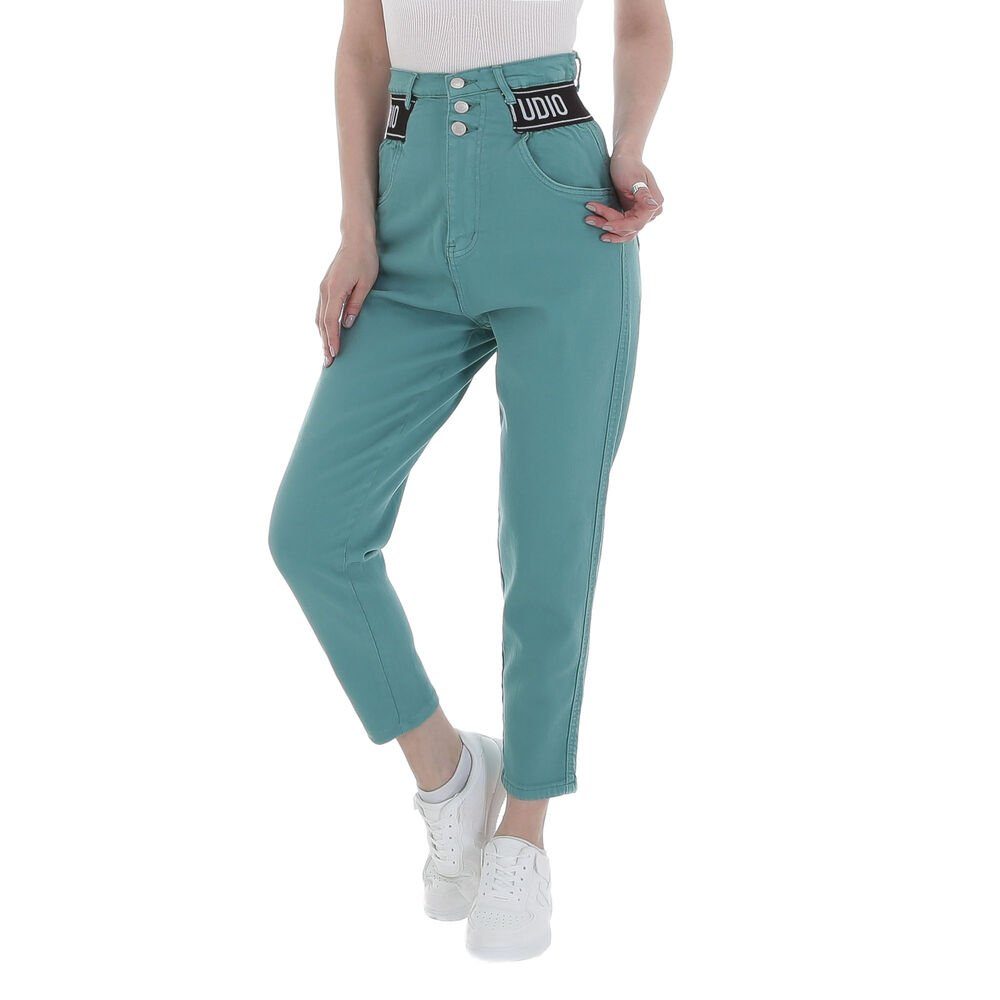 Ital-Design High-waist-Jeans Damen Freizeit Stretch High Waist Jeans in Hellgrün