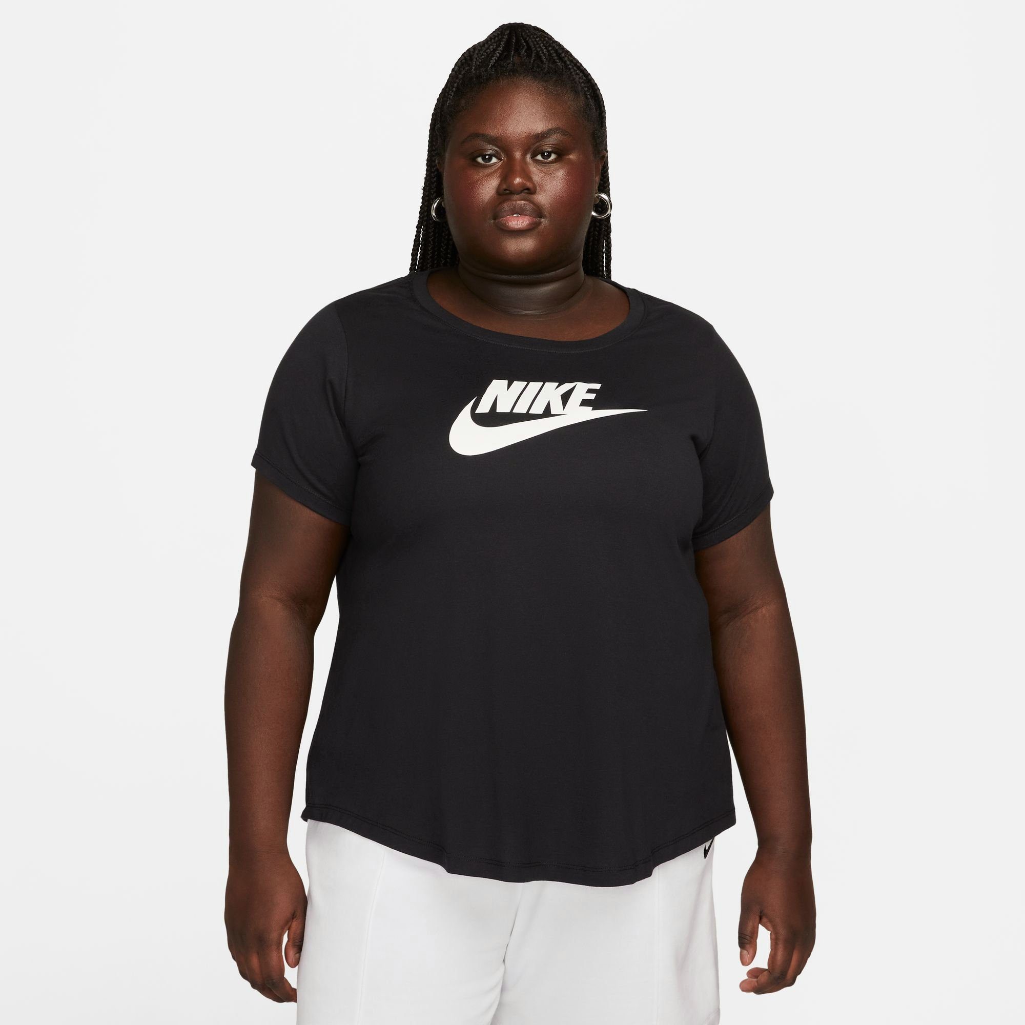 (PLUS ESSENTIALS Nike T-SHIRT Sportswear schwarz LOGO T-Shirt SIZE) WOMEN'S
