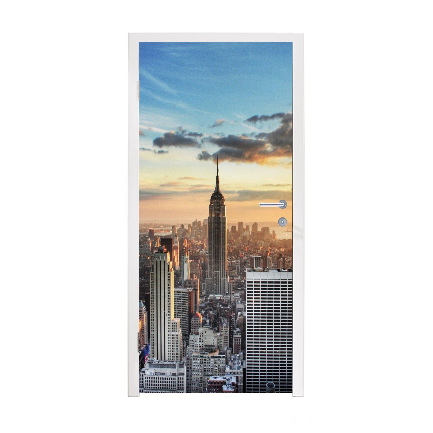 MuchoWow Türtapete Beeindruckender Himmel über dem Empire State Building in Amerika, Matt, bedruckt, (1 St), Fototapete für Tür, Türaufkleber, 75x205 cm