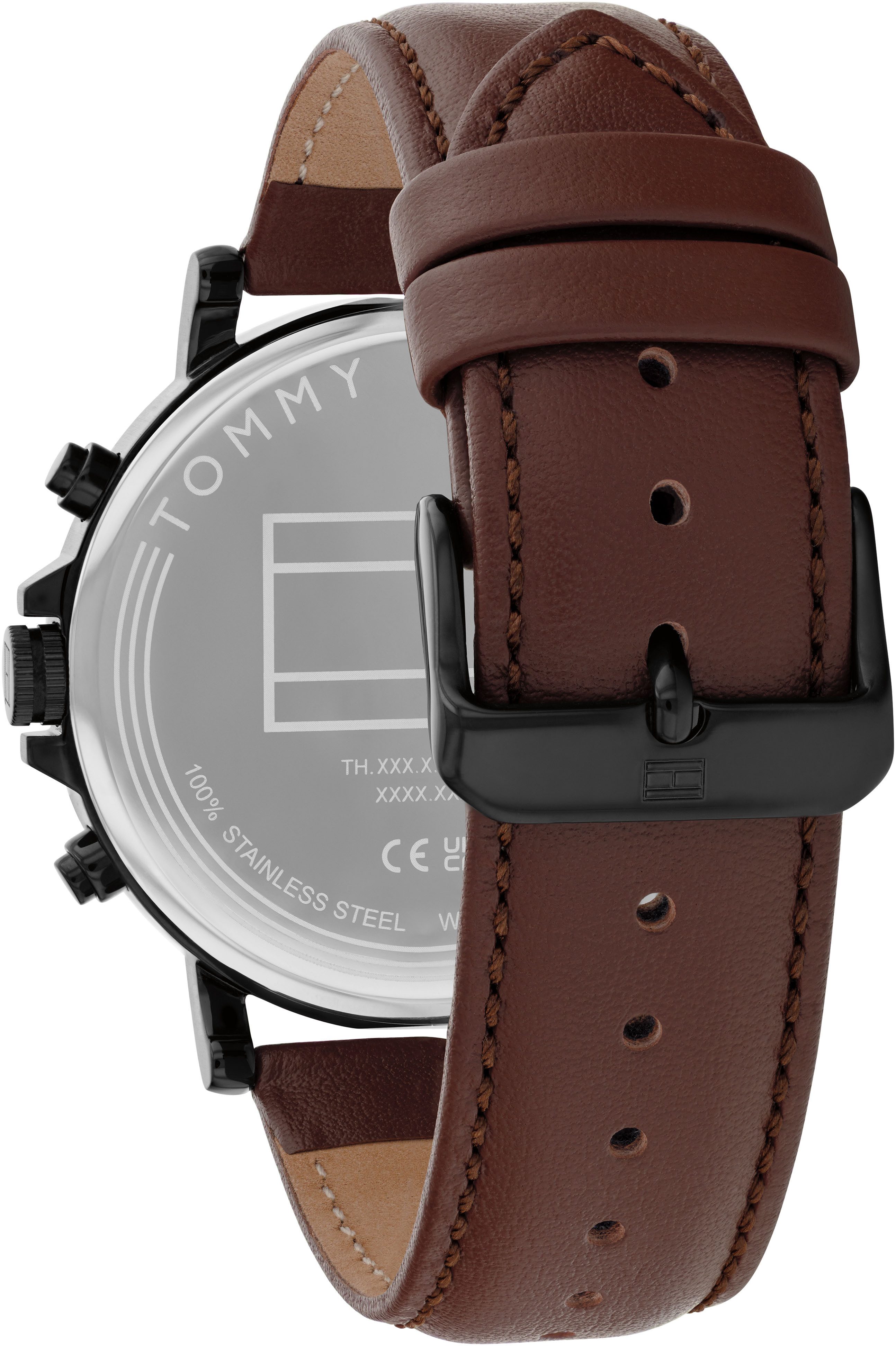 Tommy Hilfiger Multifunktionsuhr TYSON 1710704, Quarzuhr, Armbanduhr, Herrenuhr, Lederarmband, analog