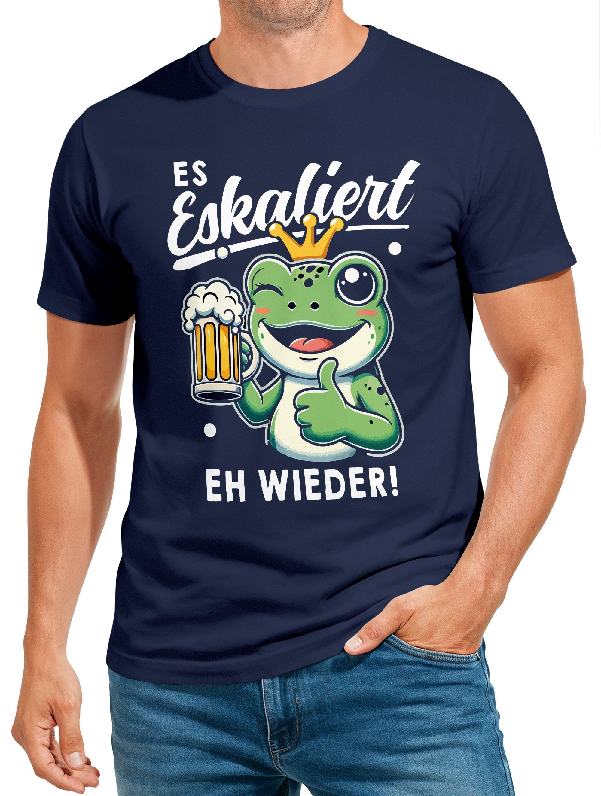 Print-Shirt Herren T-Shirt Fasching Karneval Party Es eskaliert eh Spruch Lustig