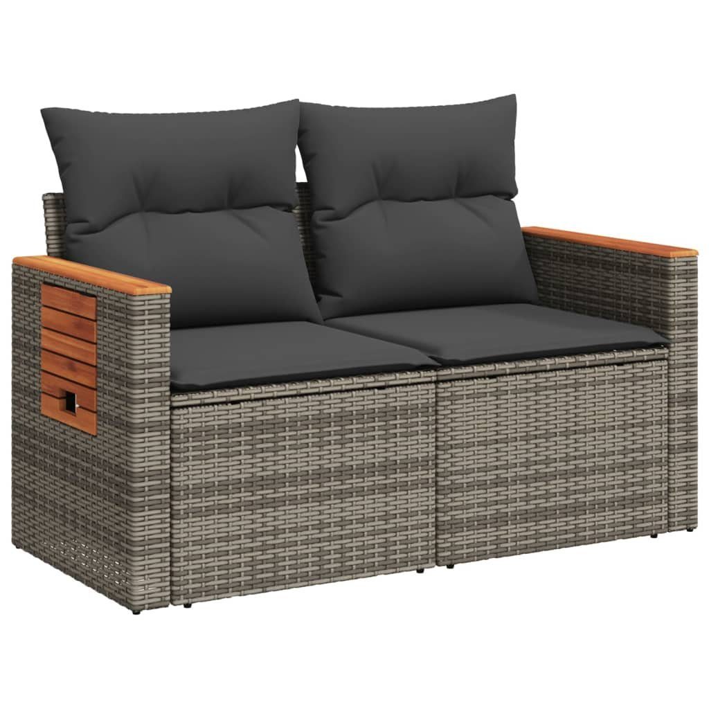 vidaXL Loungesofa Gartensofa 2-Sitzer mit Kissen Grau Poly Rattan, 1 Teile