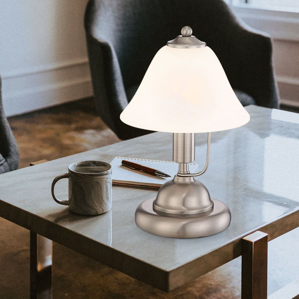 Nachttischleuchte Tischleuchte Alabaster Tischleuchte, Warmweiß, inklusive, LED Globo Touch Leuchtmittel Tischlampe LED Glas