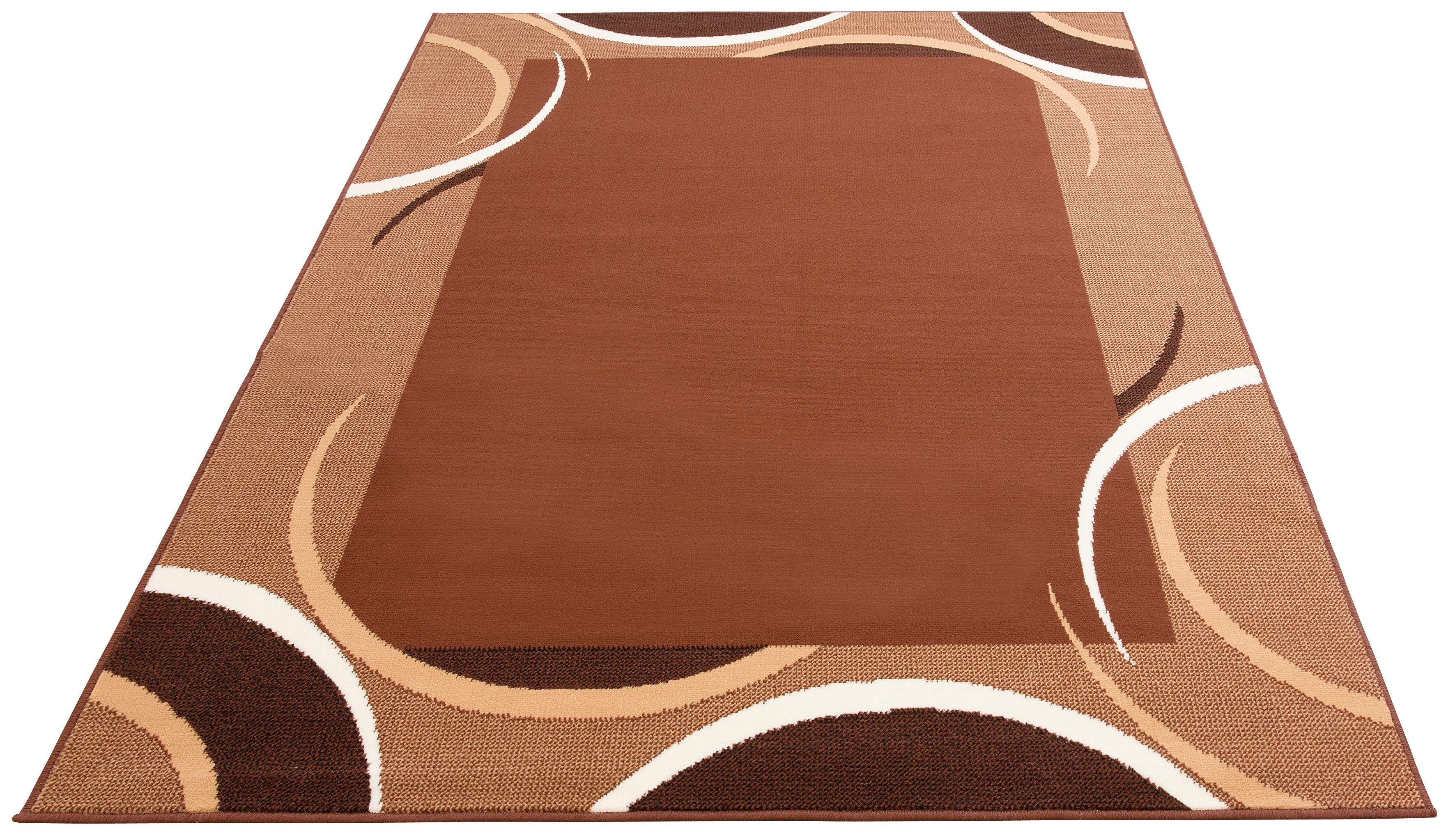 Teppich Noah, my home, rechteckig, Höhe: 7 mm, weiche Haptik, Teppich mit Bordüre, Kurzflor, verspieltes Design braun