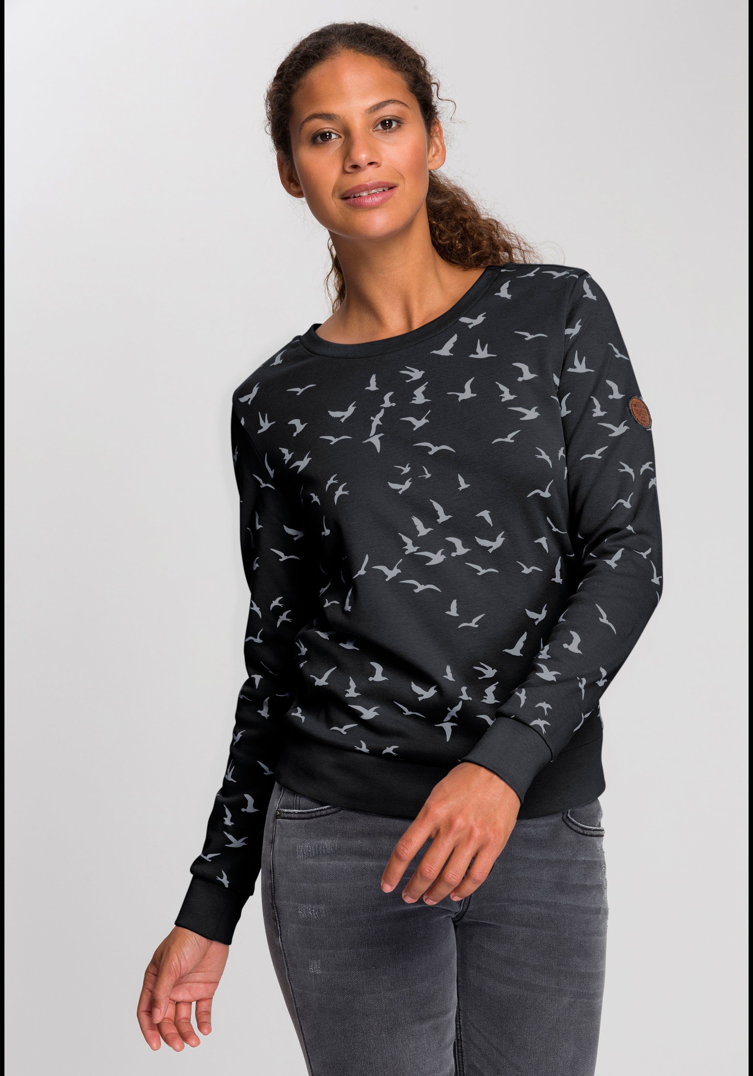 Sweatshirt schwarz mit Minimal-Allover-Print modischem KangaROOS