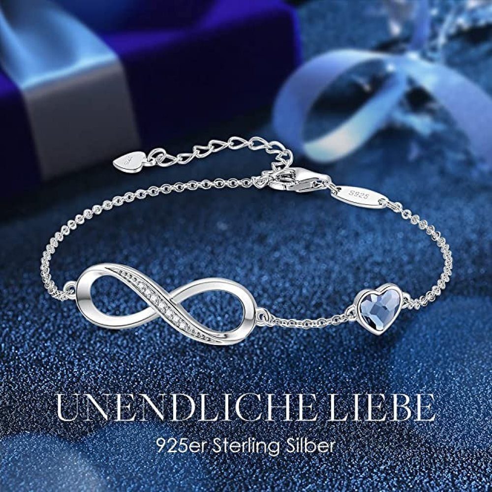 Acht Herz-Armband) Love Eternal Silber Classic der SOTOR Blau Armband Ketten Frauen Charm-Armband feine Figur Sterling (925