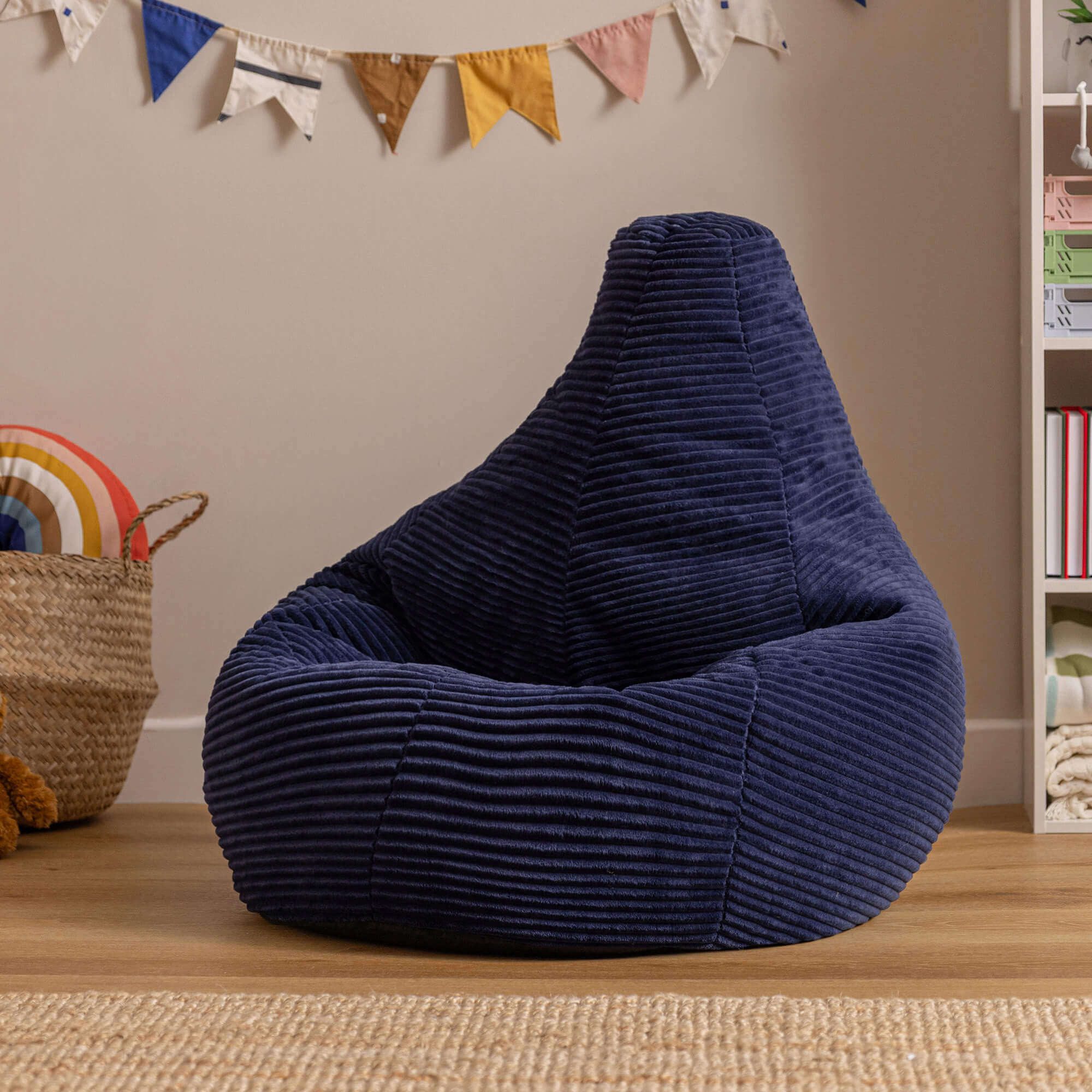 icon Sitzsack Kinder Sessel aus Cord Flauschig „Dalton", 69x59x65cm, Made in Germany, für Kinderzimmer, mit Füllung