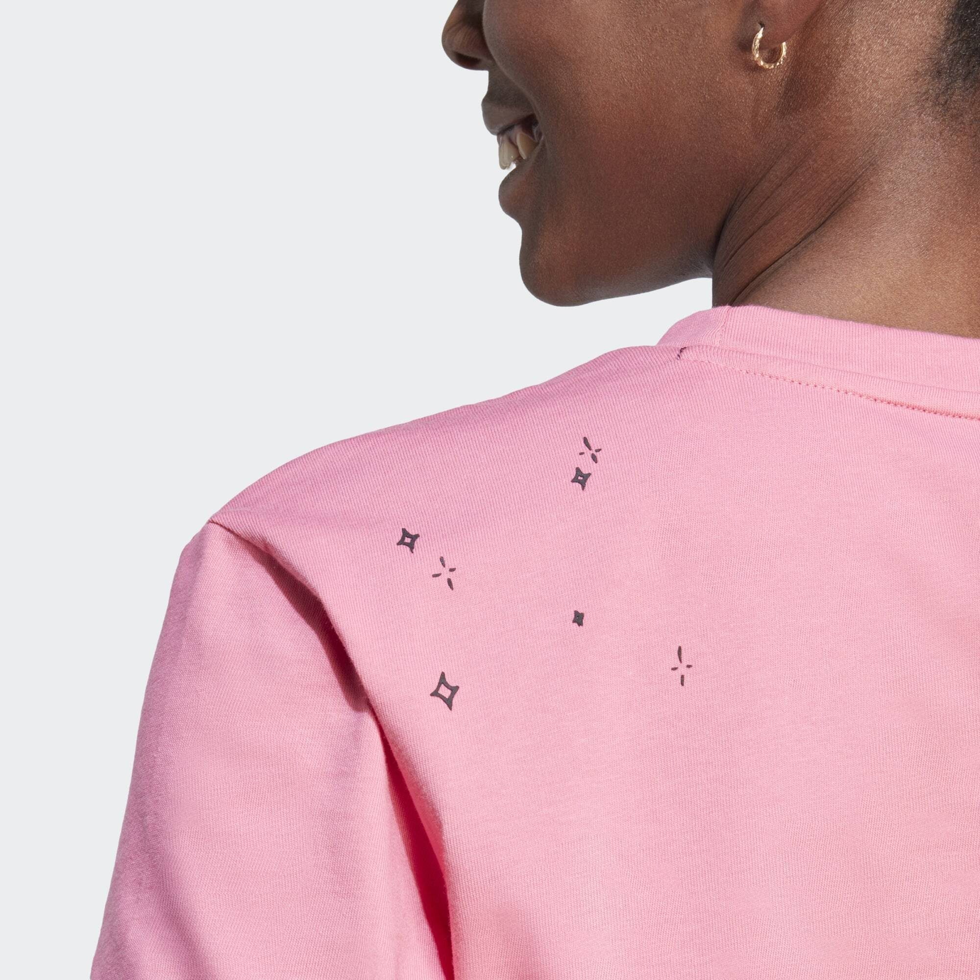 Black SCRIBBLE T-Shirt Sportswear Fusion CROP-SHIRT / EMBROIDERY Pink adidas