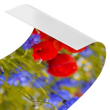 Bilderdepot24 Küchenrückwand rot dekor Blumen Sommerwiese mit Mohn und Kornblumen, (1-tlg., Nischenrückwand - für Fliesenspiegel ohne Bohren - matt), Spritzschutz Rückwand Küche Herd - Folie selbstklebend versch. Größen