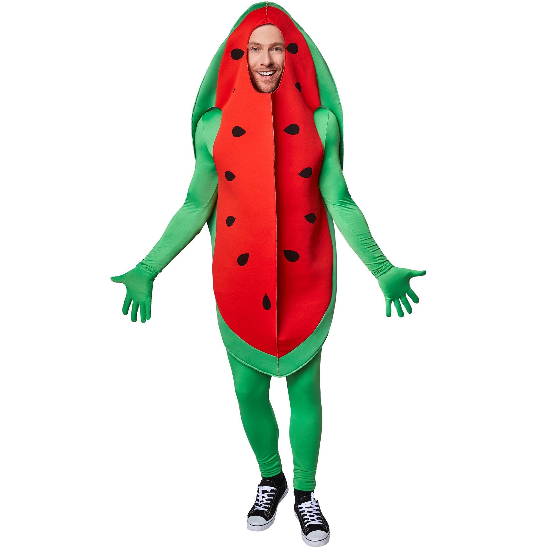 dressforfun Lebensmittel-Kostüm Kostüm Wassermelone, Melonen-Kostüm mit Kapuze – ärmellos & auffällig