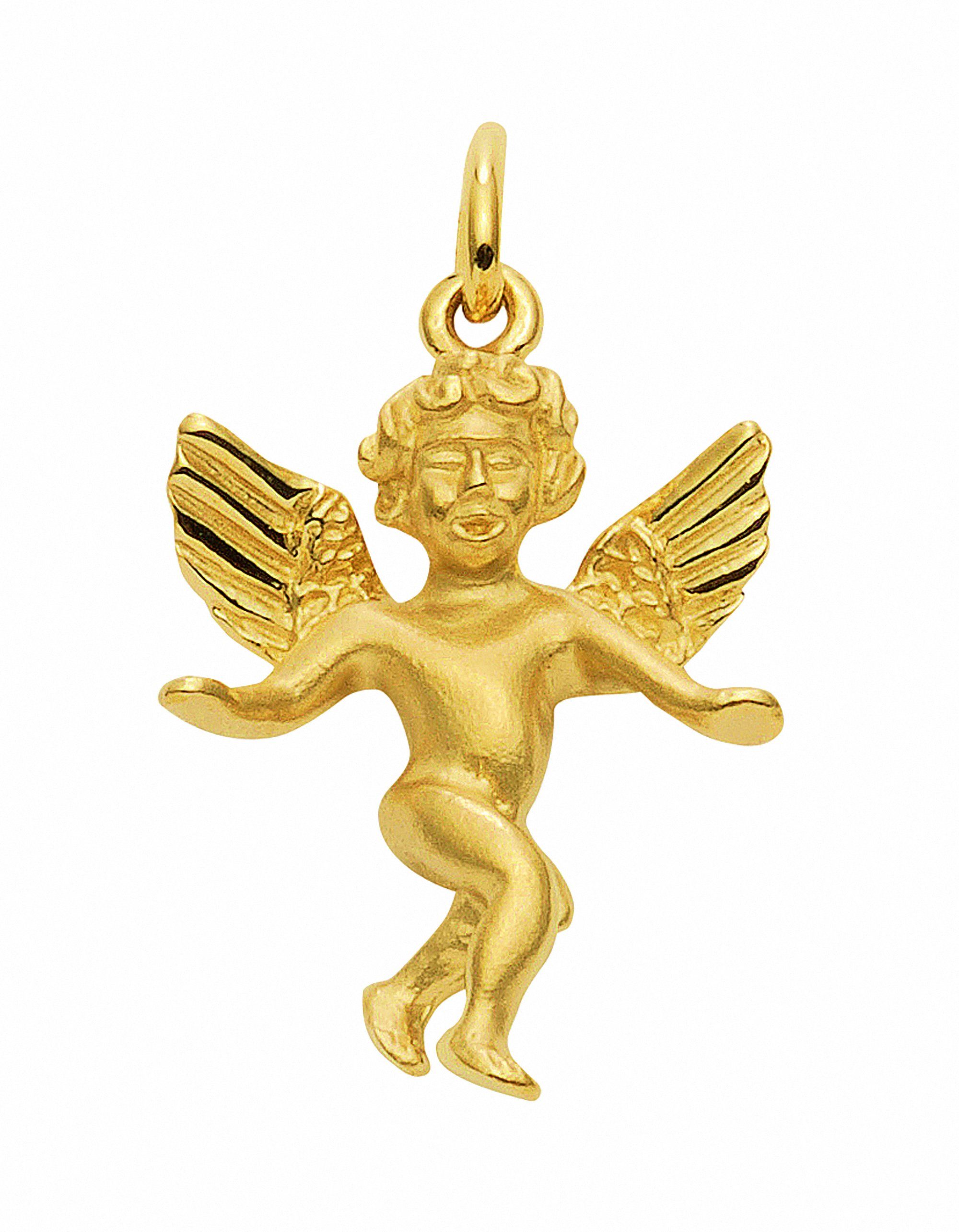 Adelia´s Kette mit Anhänger 333 Gold Anhänger Engel, Schmuckset - Set mit  Halskette, Inkl. 45 cm verstellbarer vergoldeter 925 Silber Halskette