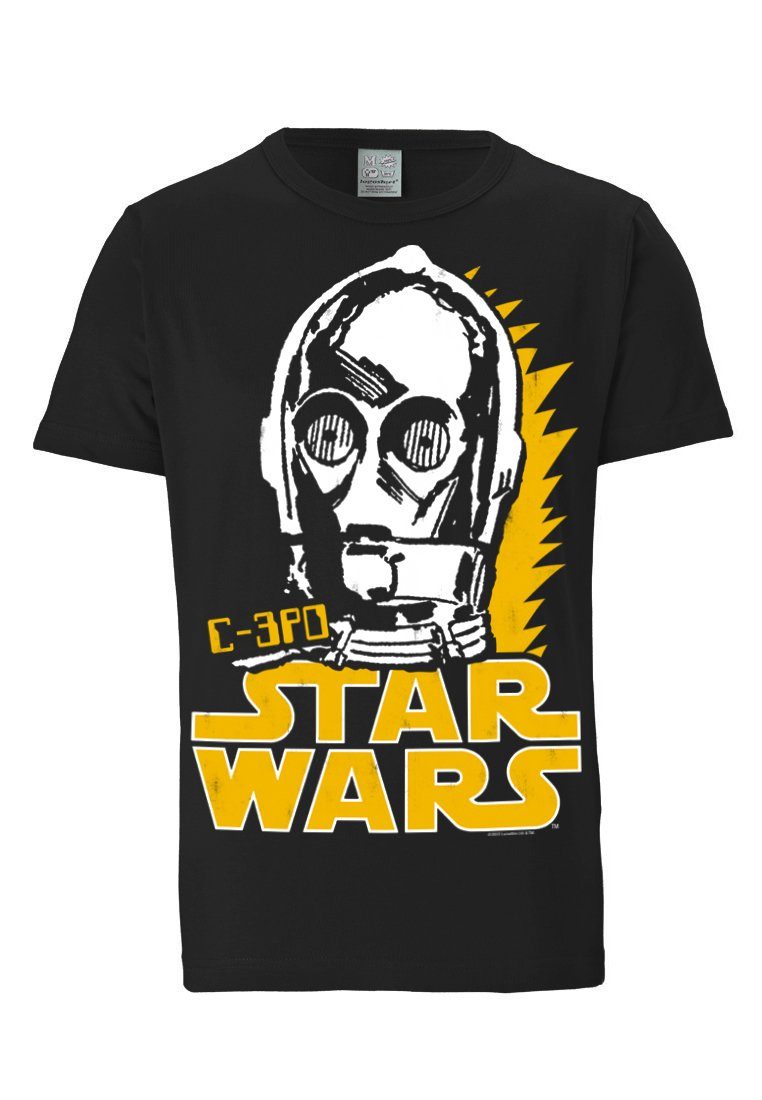 C-3PO coolem Sterne der mit - LOGOSHIRT T-Shirt Krieg Frontprint