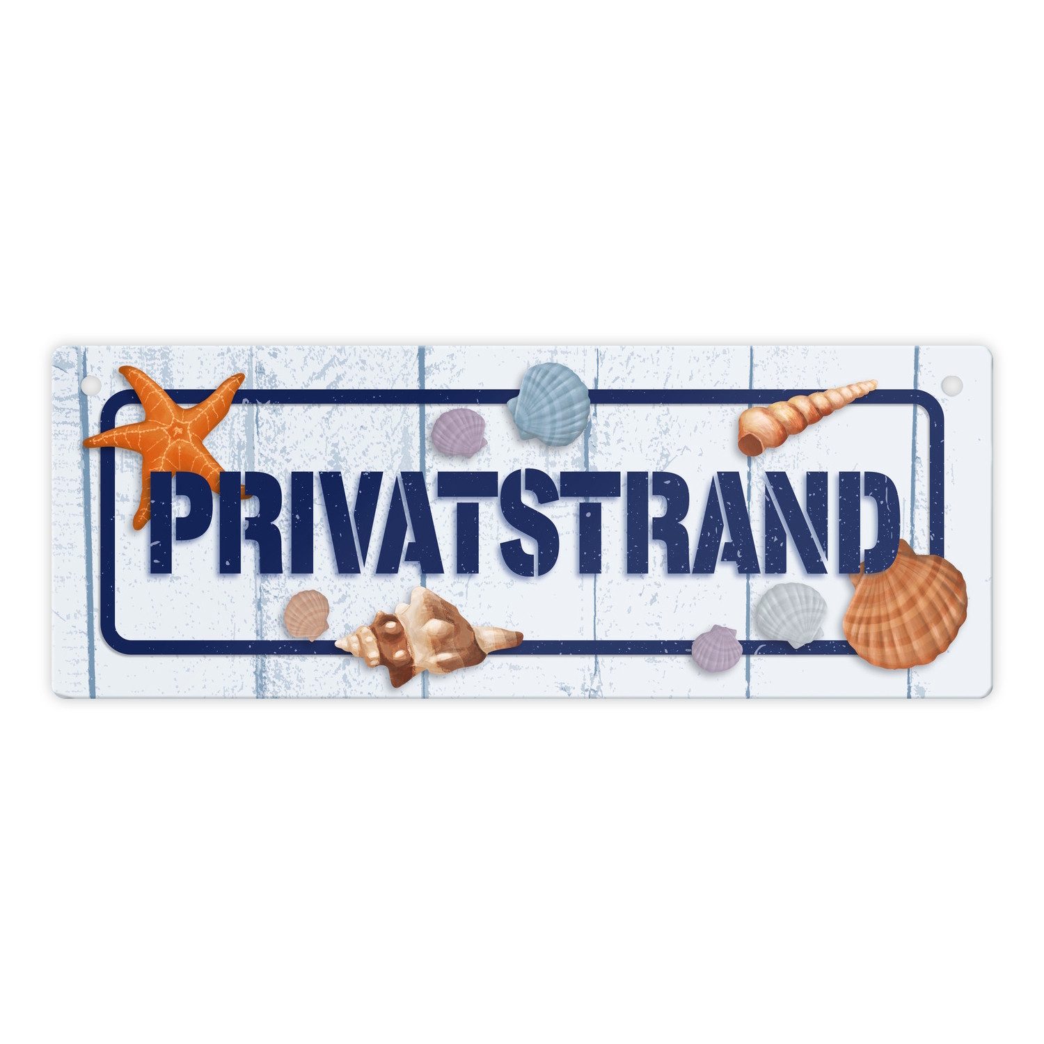 Metallschild Privatstrand Metallschild mit maritimem Motiv
