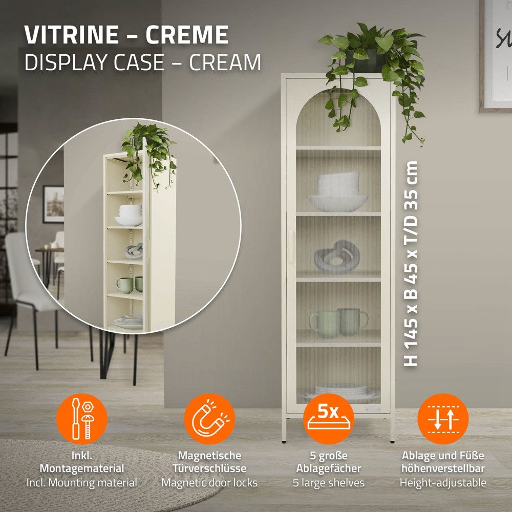 ML-DESIGN Vitrine Buffet Küchenschrank Vitrinenschrank Stahl Standvitrine m günstig online kaufen