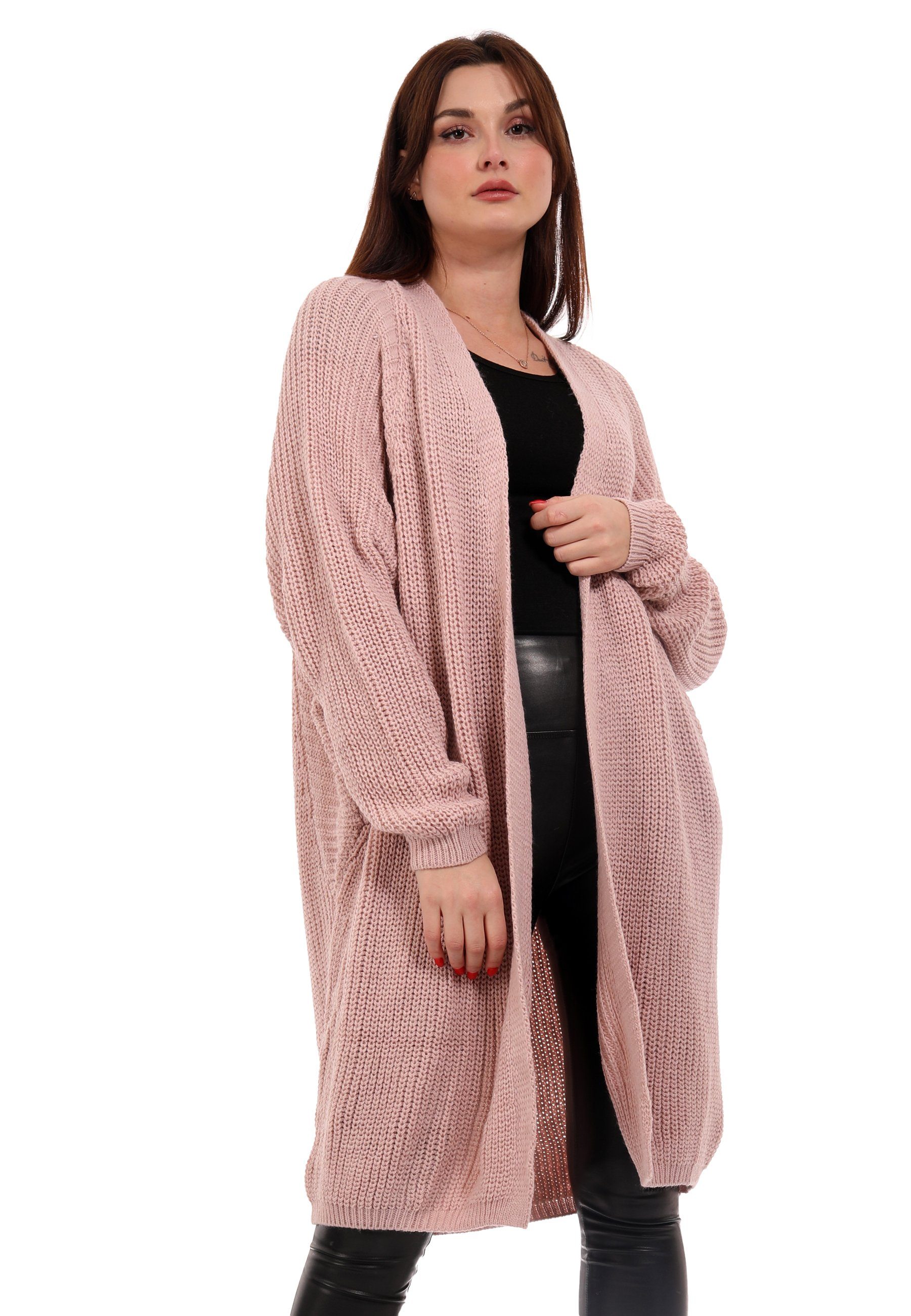 YC Fashion & Style Cardigan Oversize Cardigan Strickjacke Basic verschlusslos Grobstrick Plus Size (1-tlg) casual- mit langen Ärmeln- in offener Form