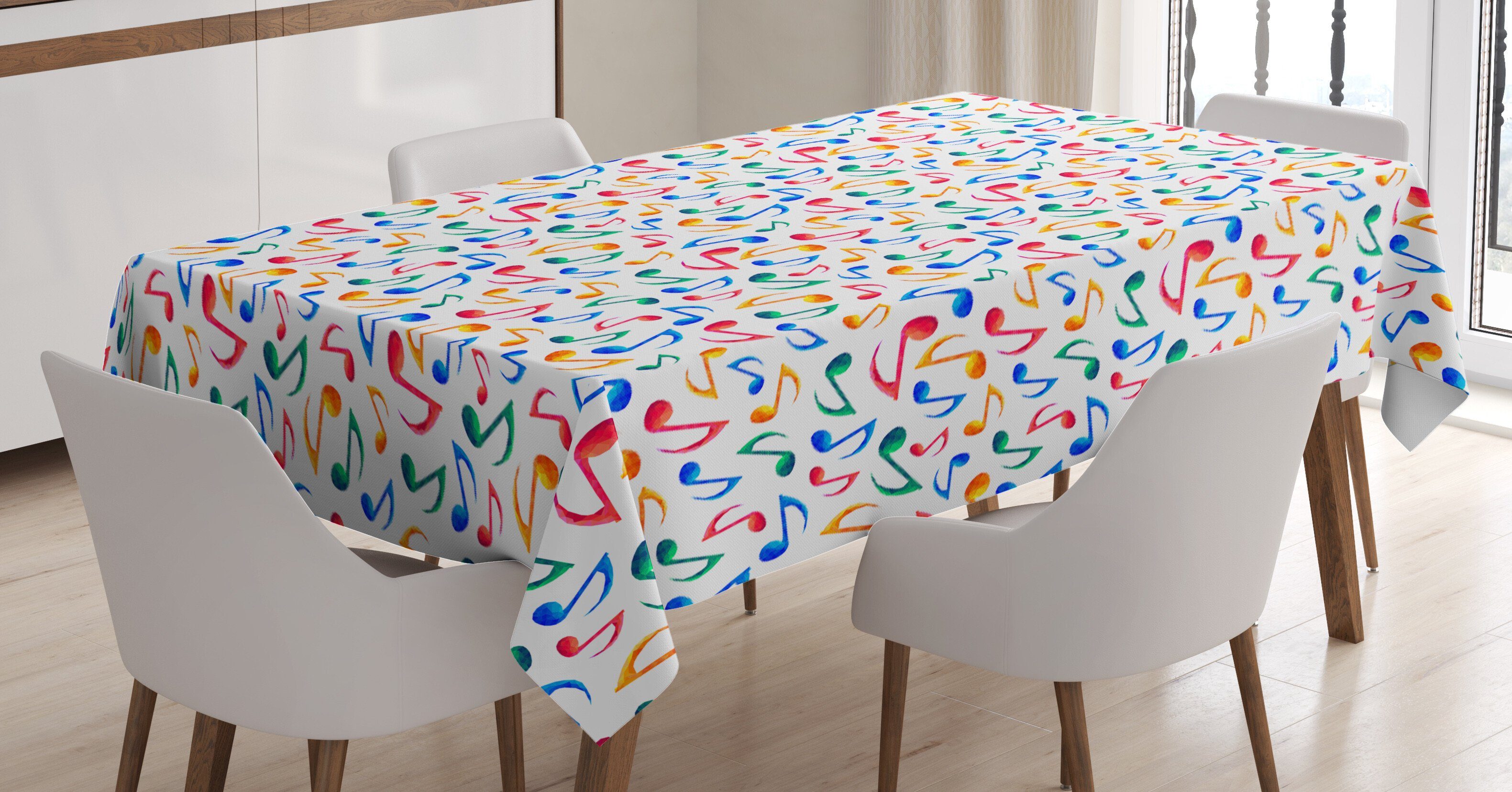 Abakuhaus Tischdecke Farbfest Waschbar Für den Außen Bereich geeignet Klare Farben, Musik Hinweise Aquarell | Tischdecken