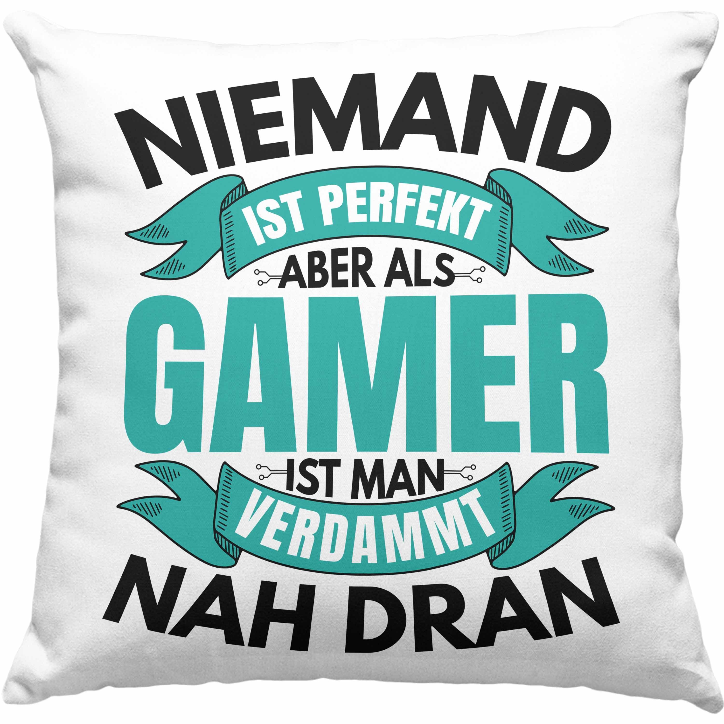 Niemand Trendation zum Pefekt Als Ist Jungs Geburtstag Dekokissen Geschenkidee Jungen mit Ist Nah Spruch Kissen - für Geschenk Dran Blau Füllung Dekokissen Lustiger Trendation Aber Man Gamer 40x40