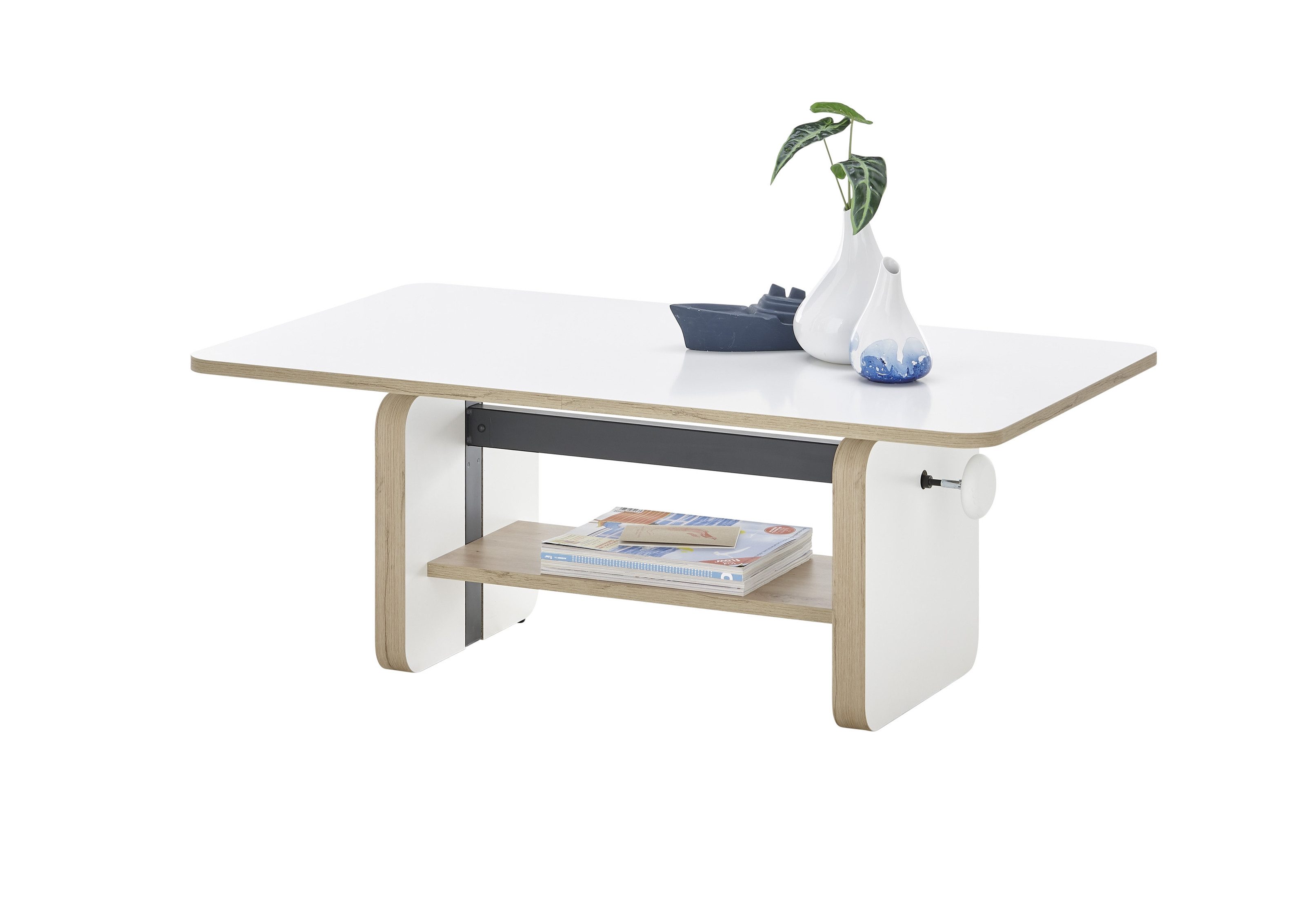 Stolkom Sp.z.o.o. Couchtisch höhenverstellbar, weiß, Artisan Eiche Dekor - 110x41/57x65cm (BxHxT)