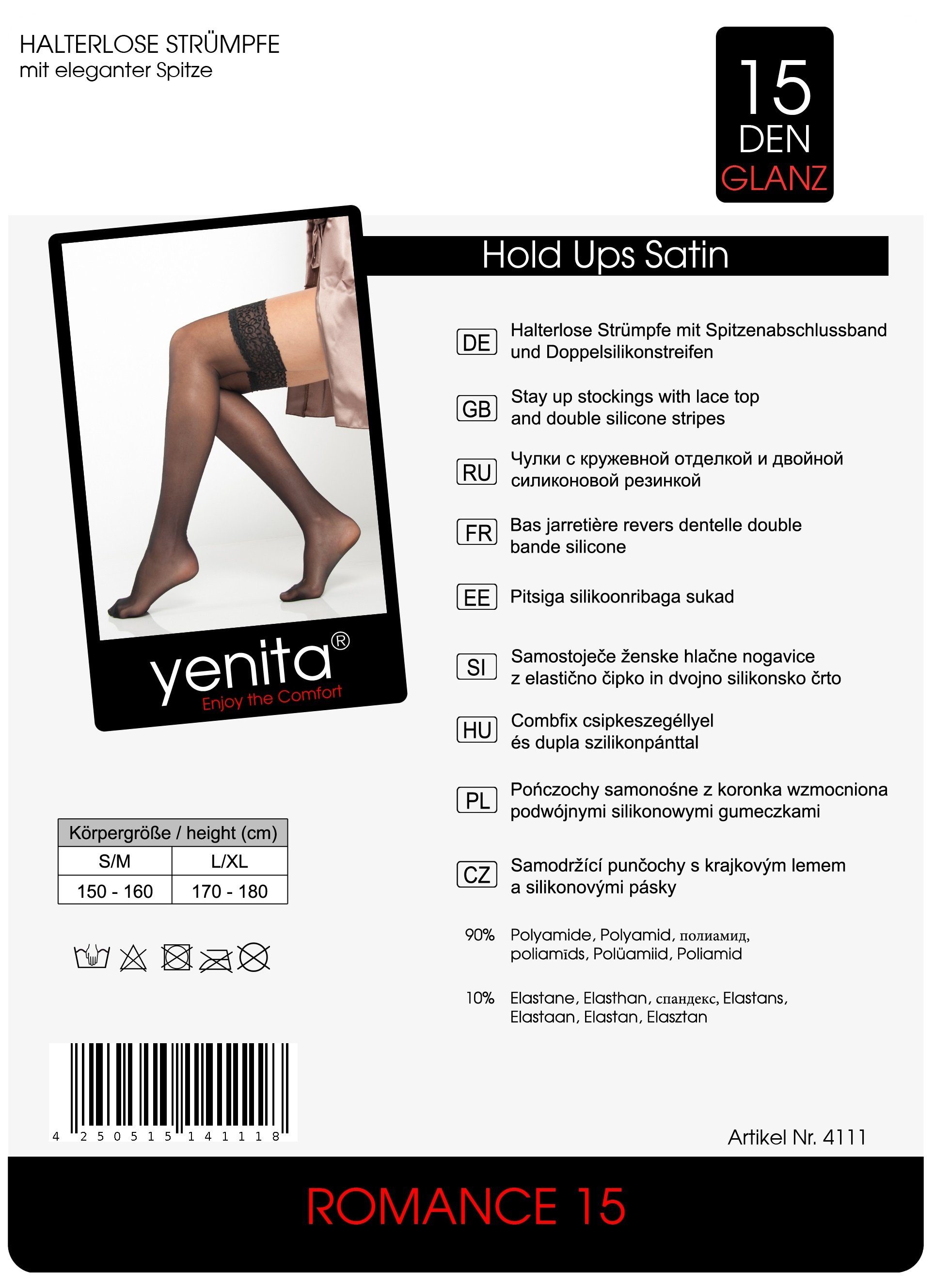 Yenita® Halterlose Feinstrümpfe (2-Paar) mit floraler Spitze