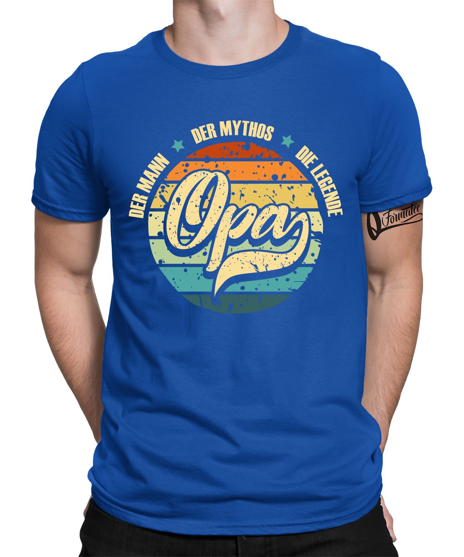 Quattro Formatee Kurzarmshirt Der Mann Mythos Legende Opa - Großvater Vatertag Herren T-Shirt (1-tlg) Blau