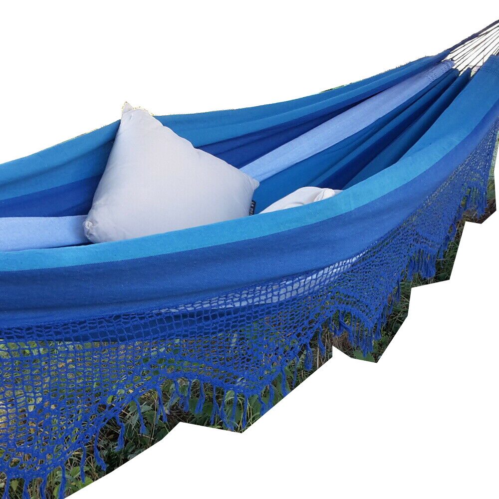 denaná Hängematte Doppel Hängematte Imbuia mit Borte 100% Baumwolle Denana, Hochwertige Qualität