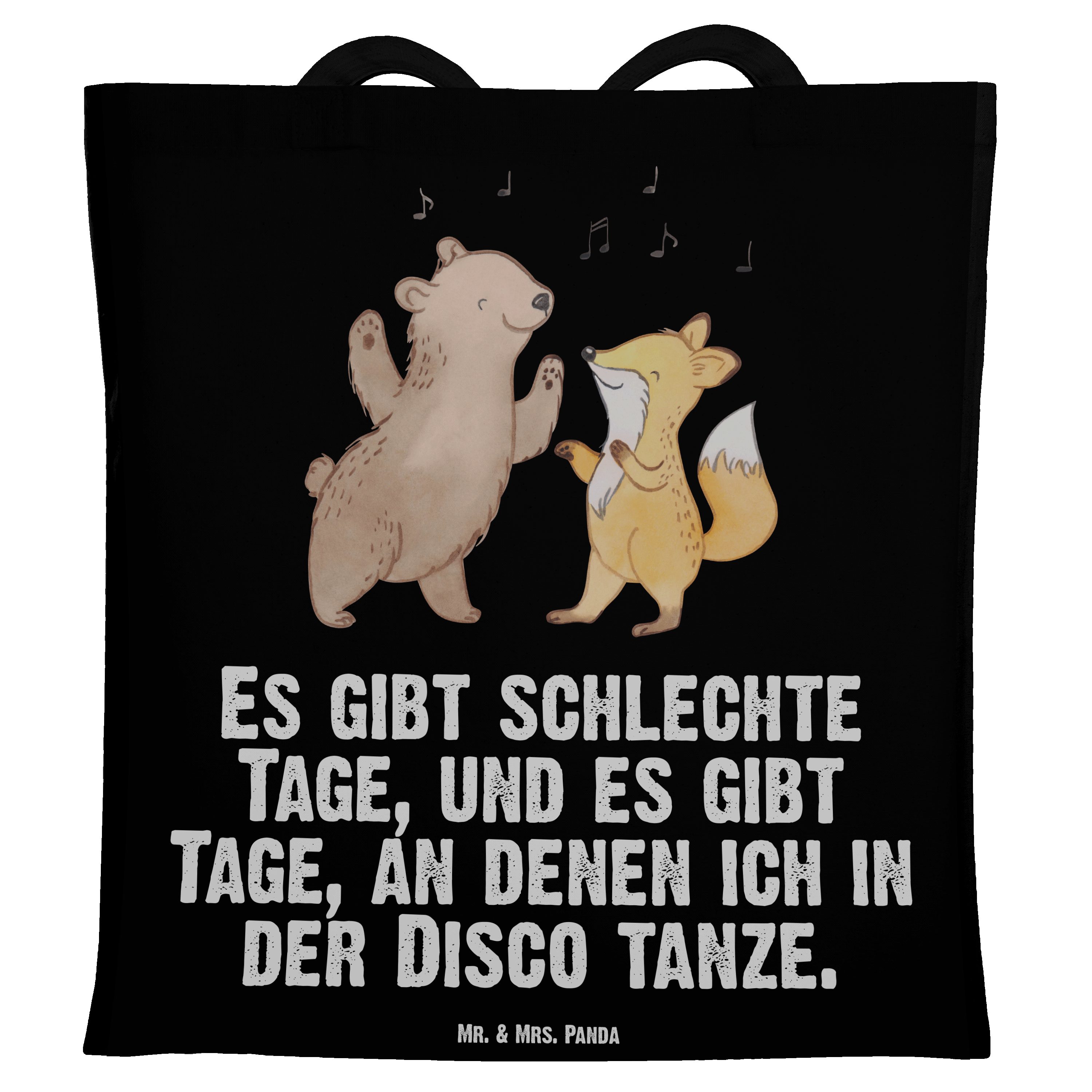 Schwarz Mr. Fuchs Tanzstimmung, (1-tlg) Mrs. Tage - Clubs, Disco Tragetasche Fei & Geschenk, Bär & - Panda