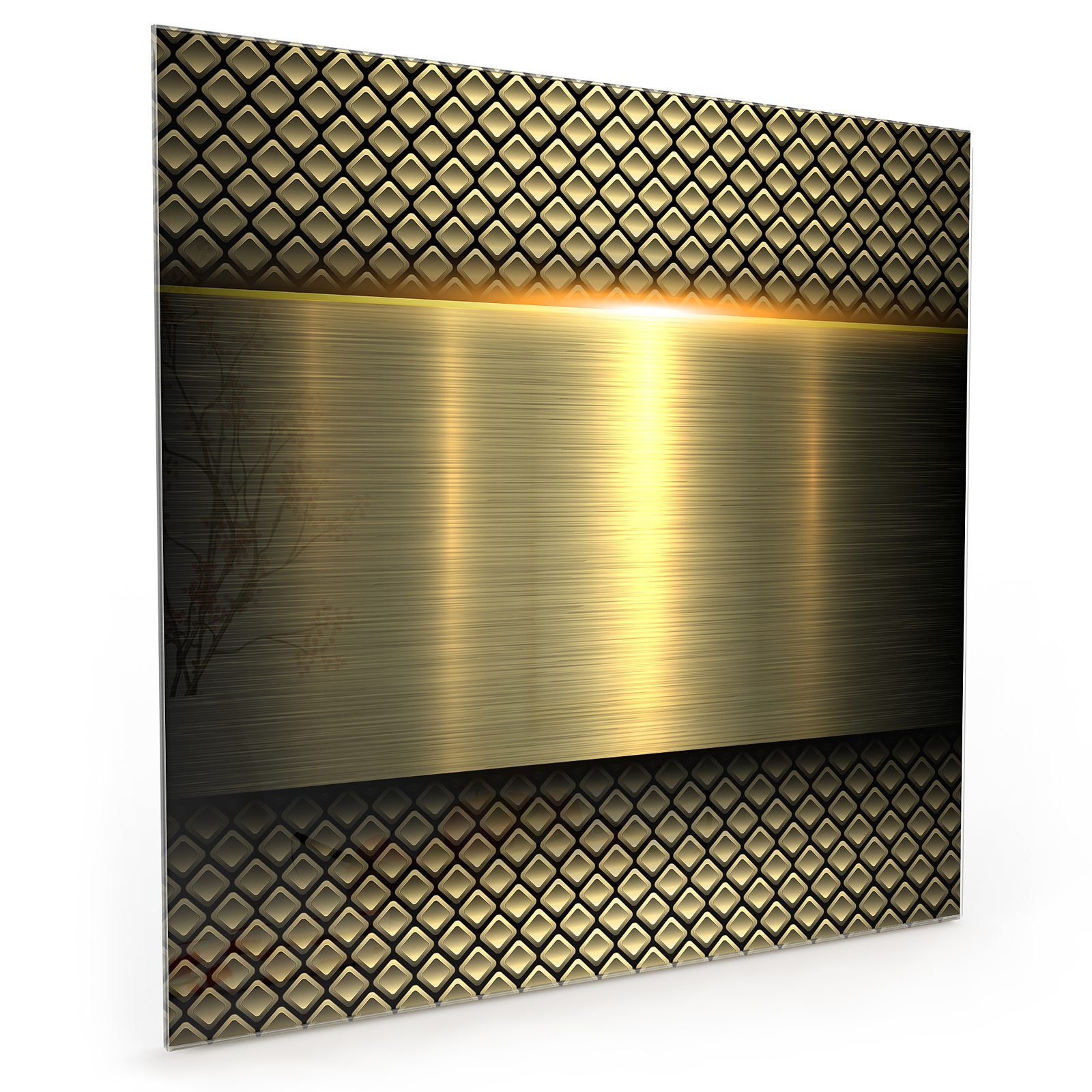 Primedeco Küchenrückwand Spritzschutz Glas Metallhintergrund Gold