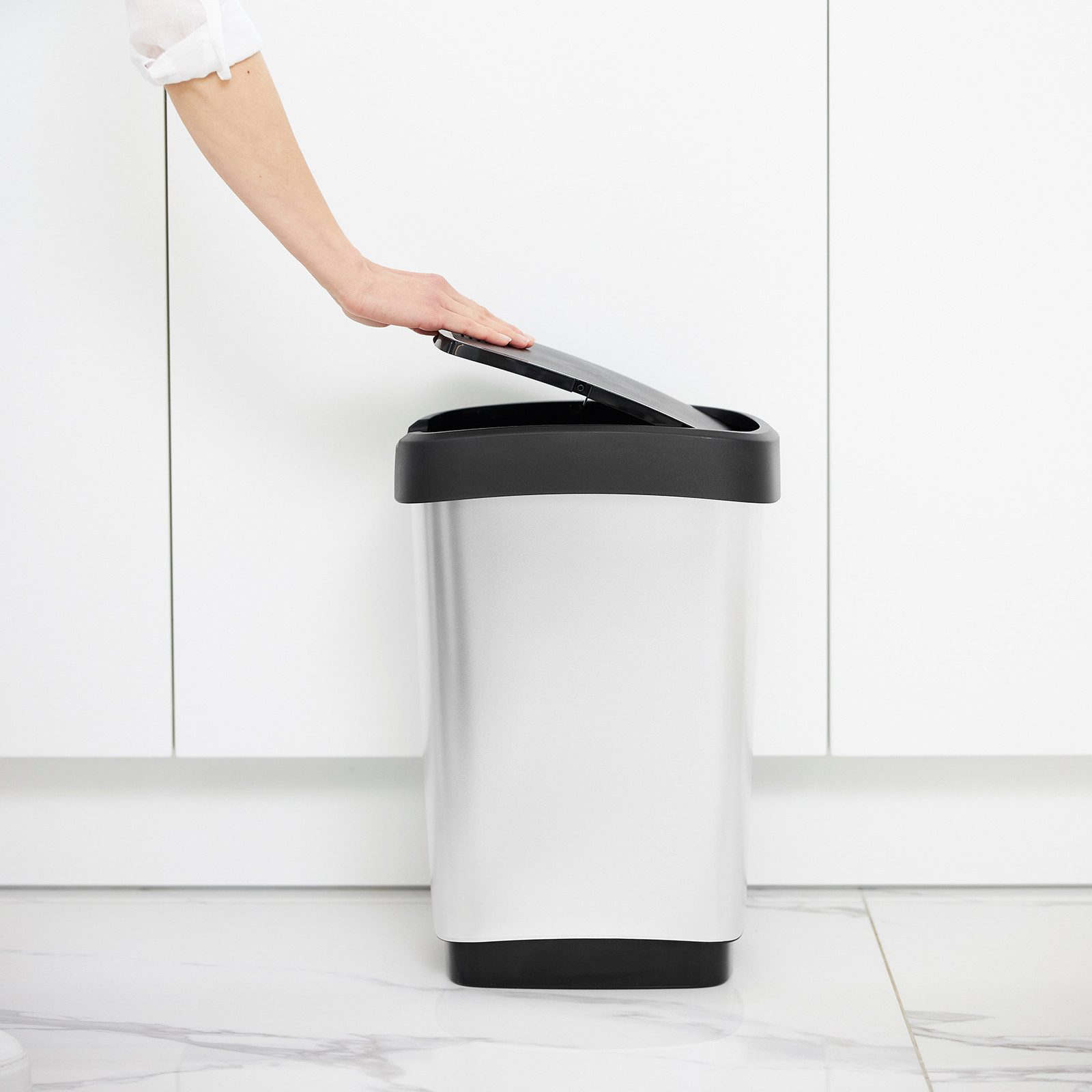 ROTHO Mülleimer Twist Mülleimer 25l mit Deckel, Kunststoff (PP)