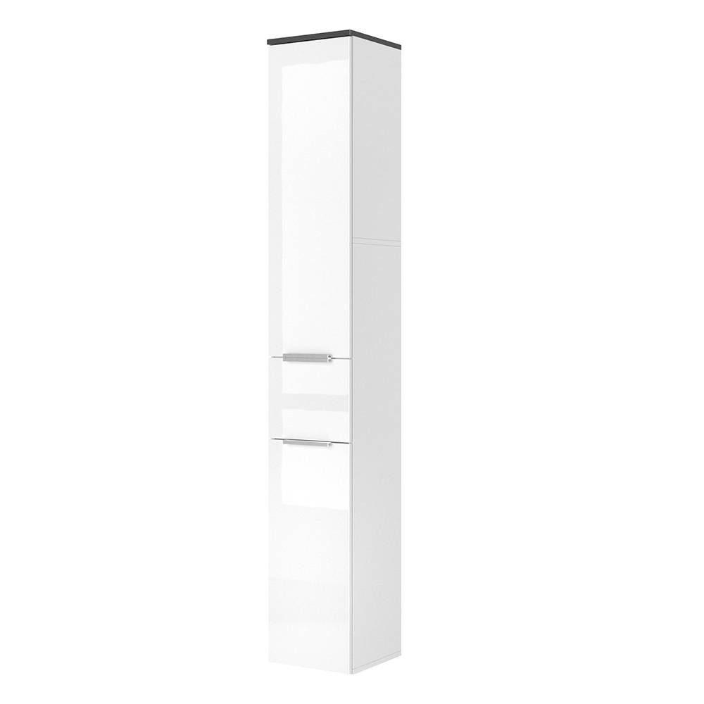 Vicco Hochschrank Otis, Weiß Hochglanz/Anthrazit, 30 x 190 cm verstellbar