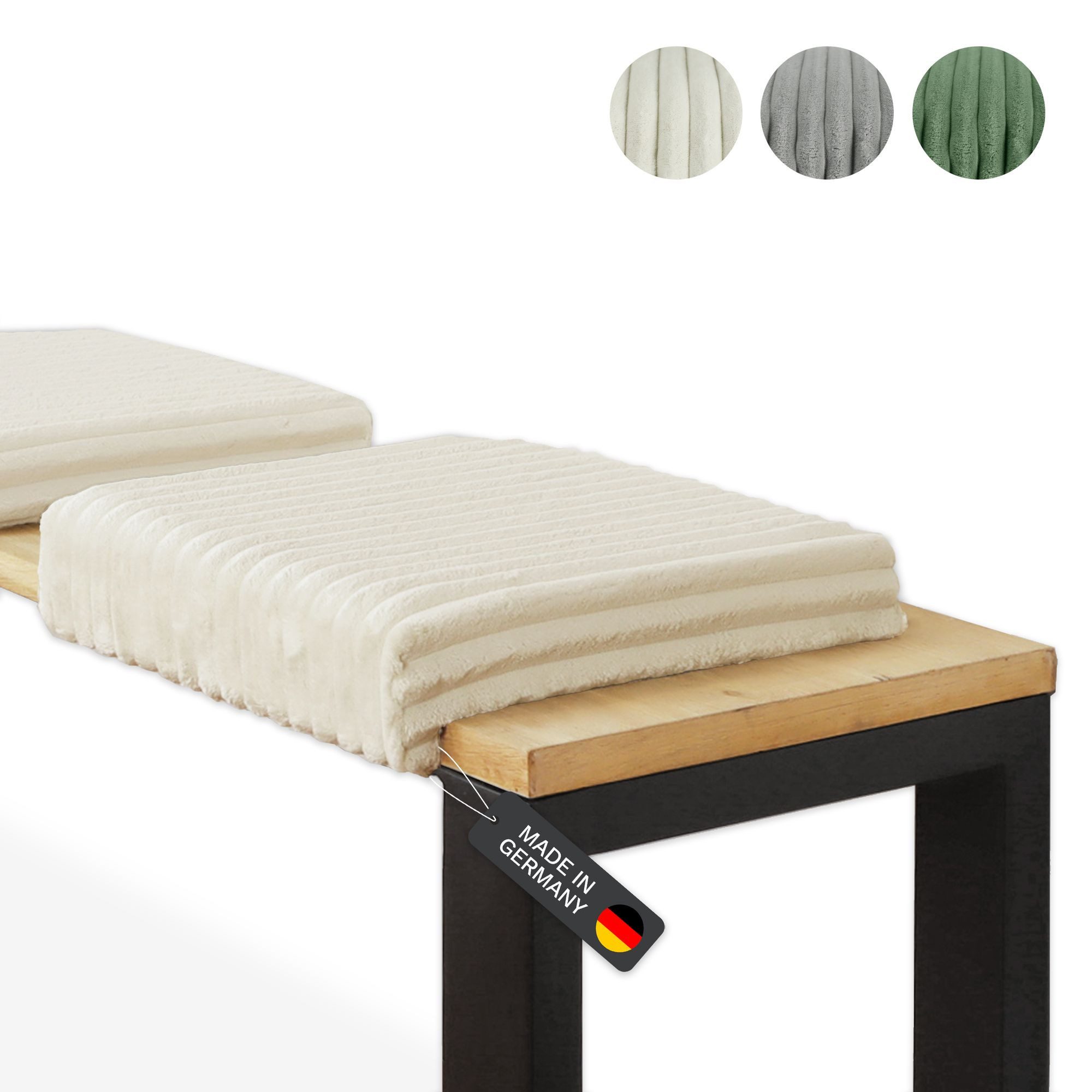 Lycce Bankauflage Sitzkissen Klemmkissen DELUXE 1 Leiste, Cordstoff extra Polsterung, (1 St), super breiter Cordstoff, für Banktiefen ab 35 cm
