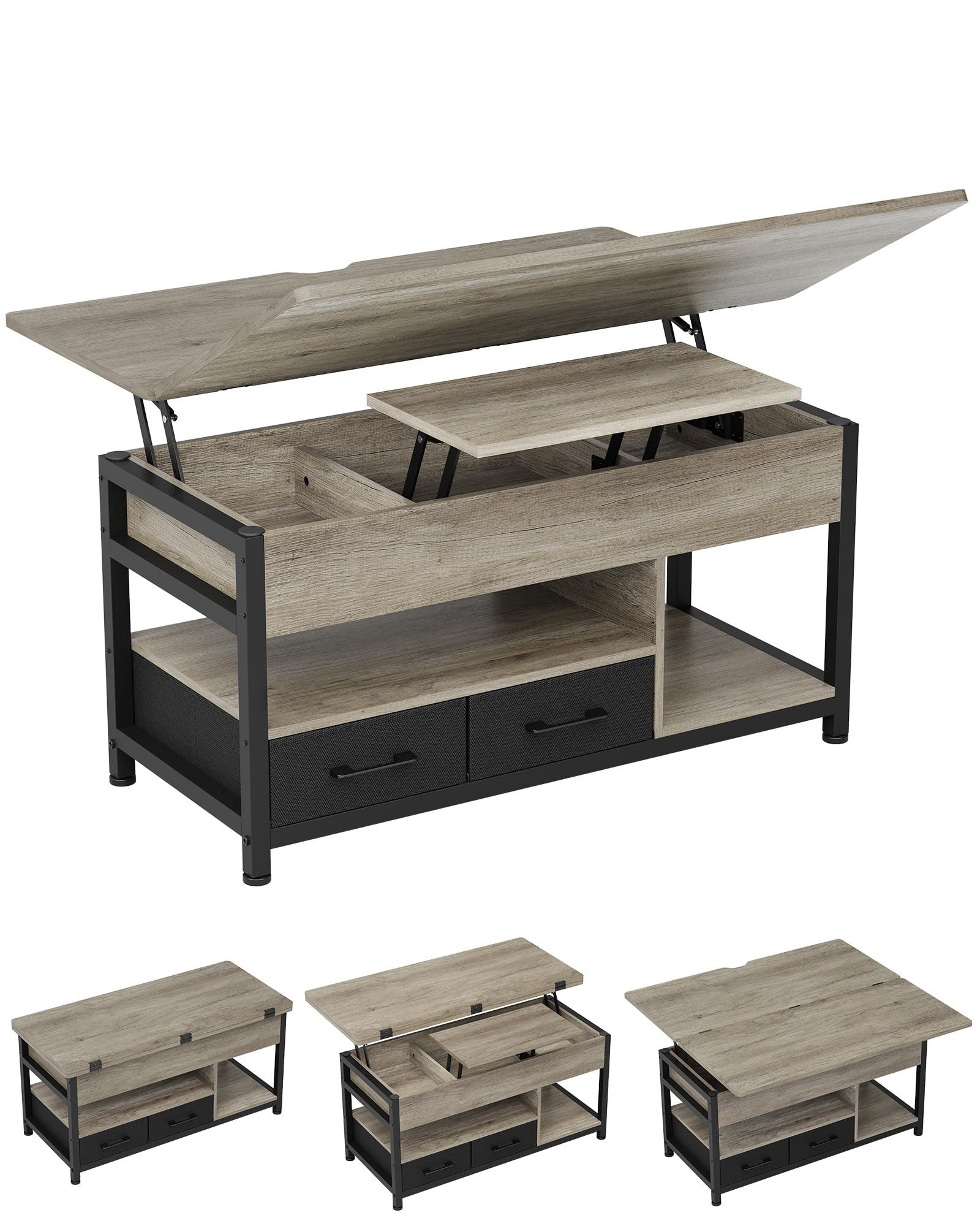 MSMASK Couchtisch 3-in-1-Multifunktions-Wohnzimmertisch mit 2 Schubladen, K günstig online kaufen