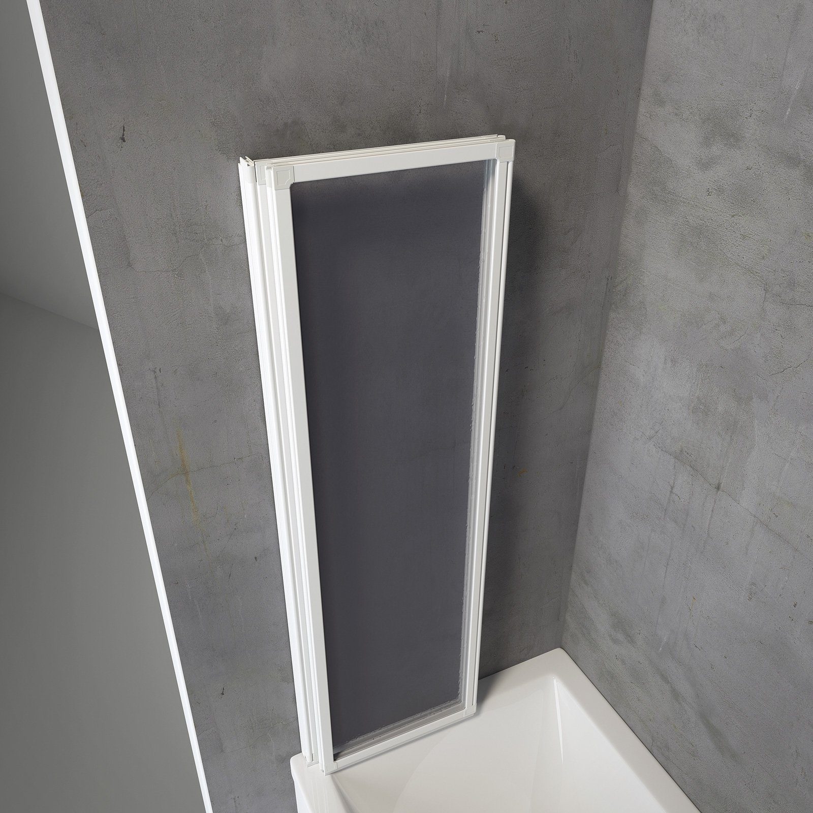 Schulte Badewannenfaltwand Well 127 x 140 cm, Kunstglas, (3 tlg), Tropfen Dekor Alpin Weiß
