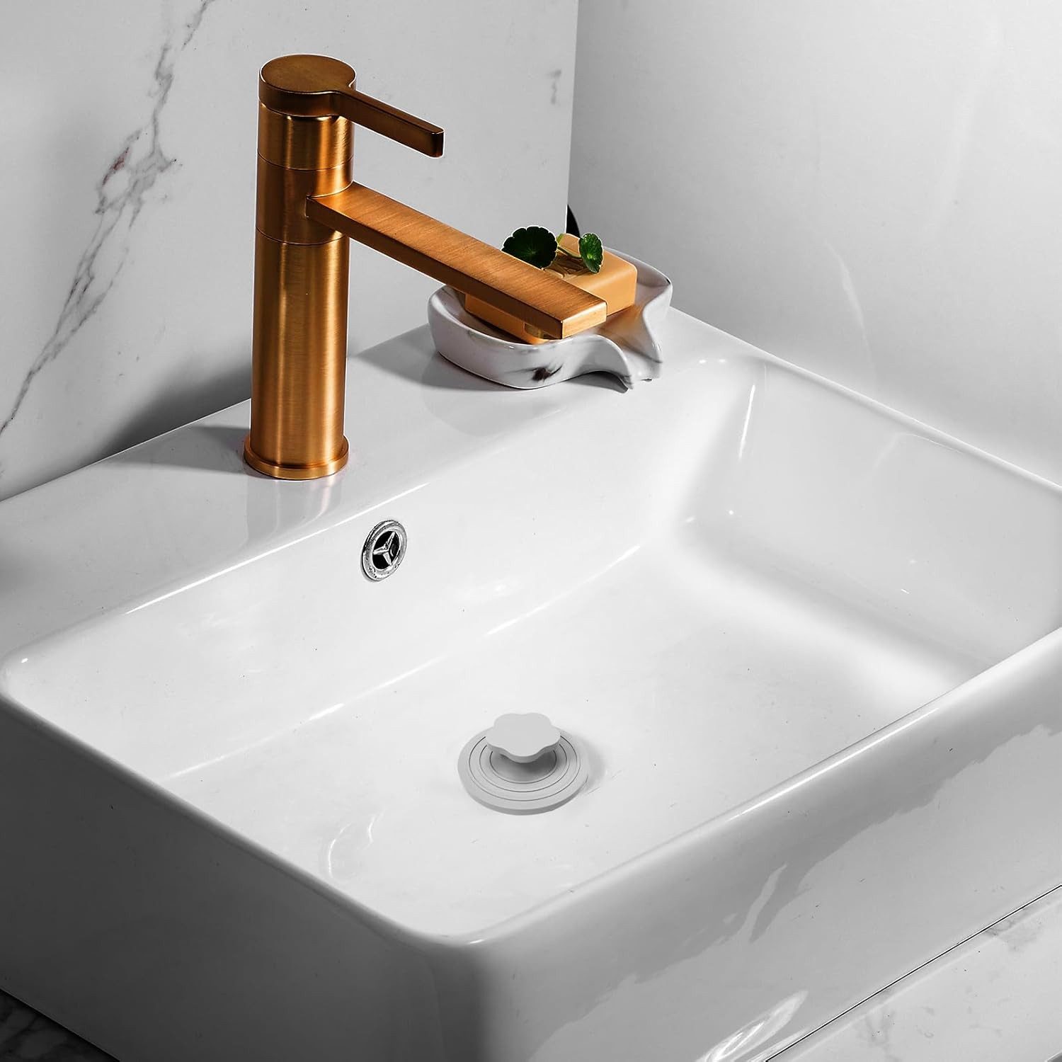 Agger Waschbeckenstöpsel 2 Stück Silikon Universal-Stopfen, Badewanne-Abflussstopfen, für Dusche & Spülbecken, Bad und Duschabfluss – Bild 2 von 5