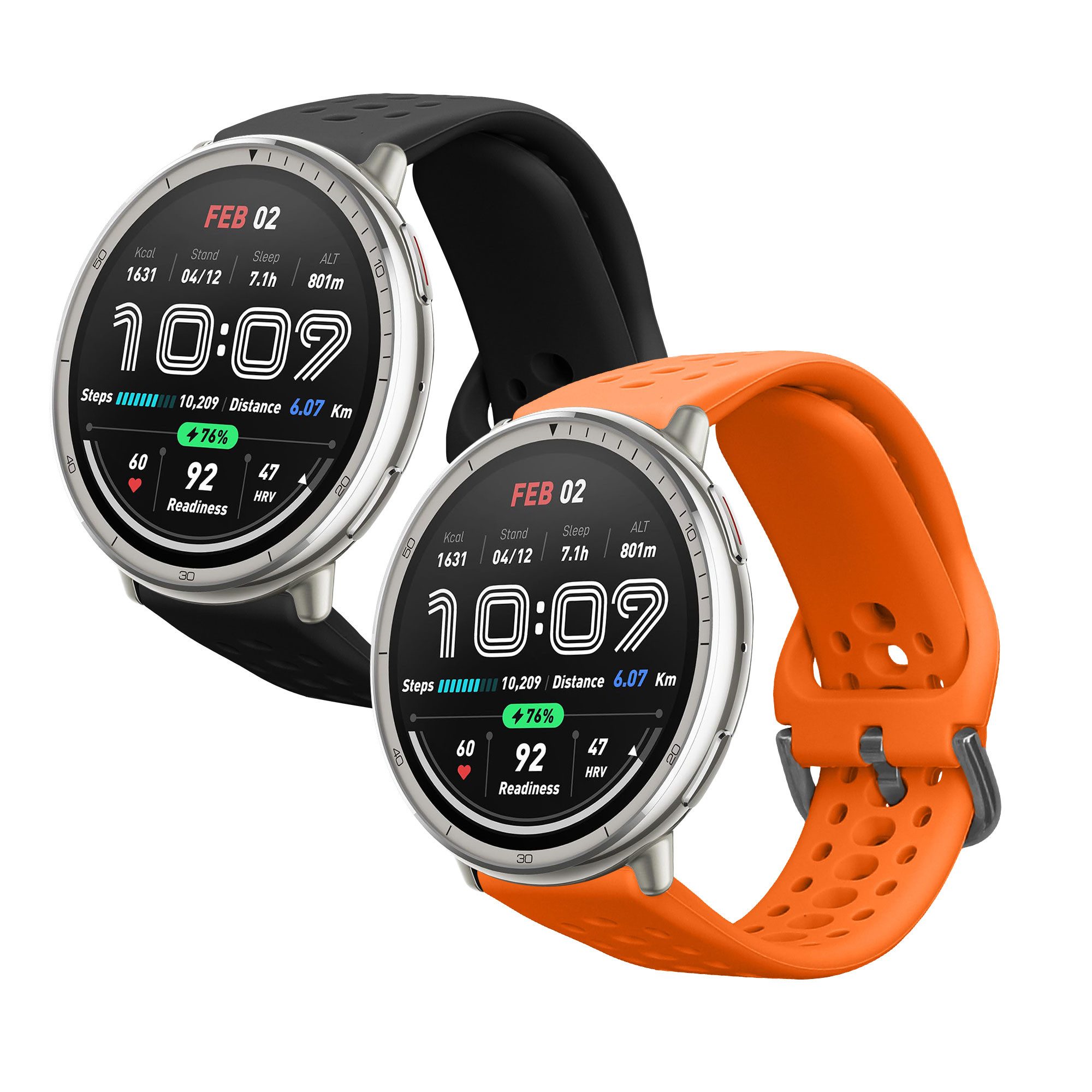 kwmobile Smartwatch-Armband 2x Uhrenarmband für 20mm Amazfit Active 2 / 2 Square / Active Edge, Fitnesstracker Band Set aus TPU Silikon - Ersatzarmband Smartwatch