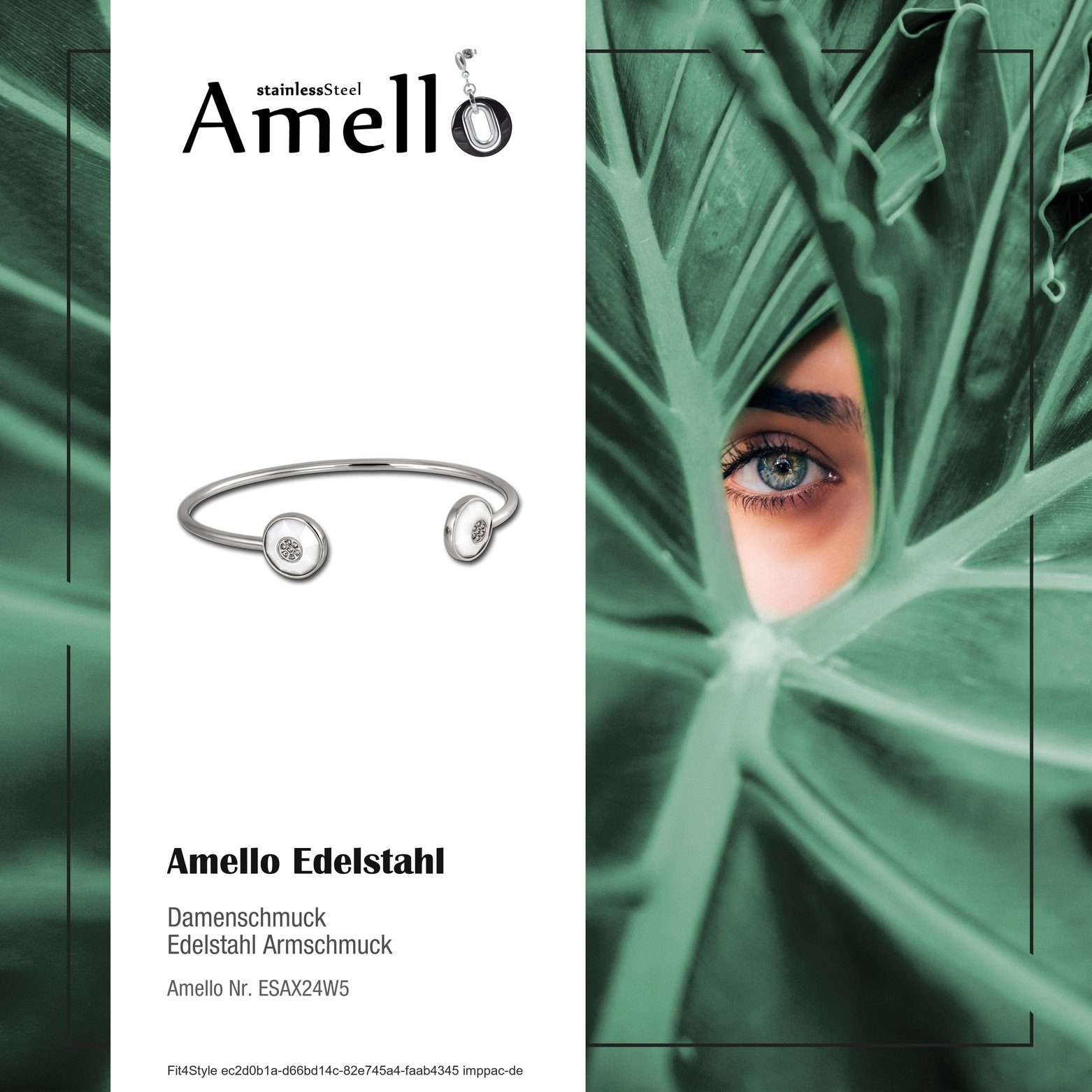Amello Armreif Amello Armreifen Rondel Damen Steel) für (Stainless Armreif silber-weiß (Armreif), Edelstahl