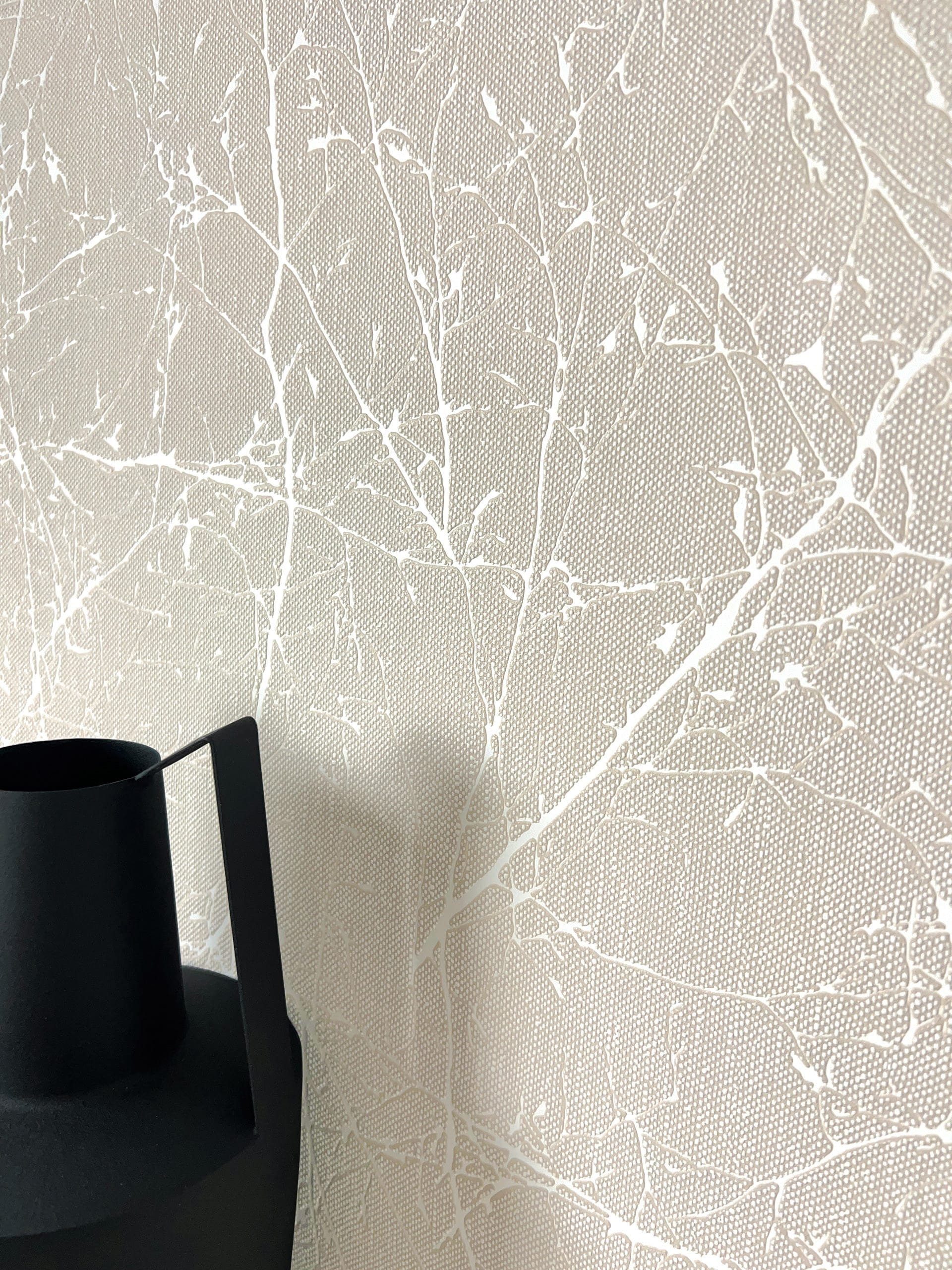 Newroom Vliestapete, Beige Tapete Floral Äste - Ästetapete Blumentapete Cre günstig online kaufen