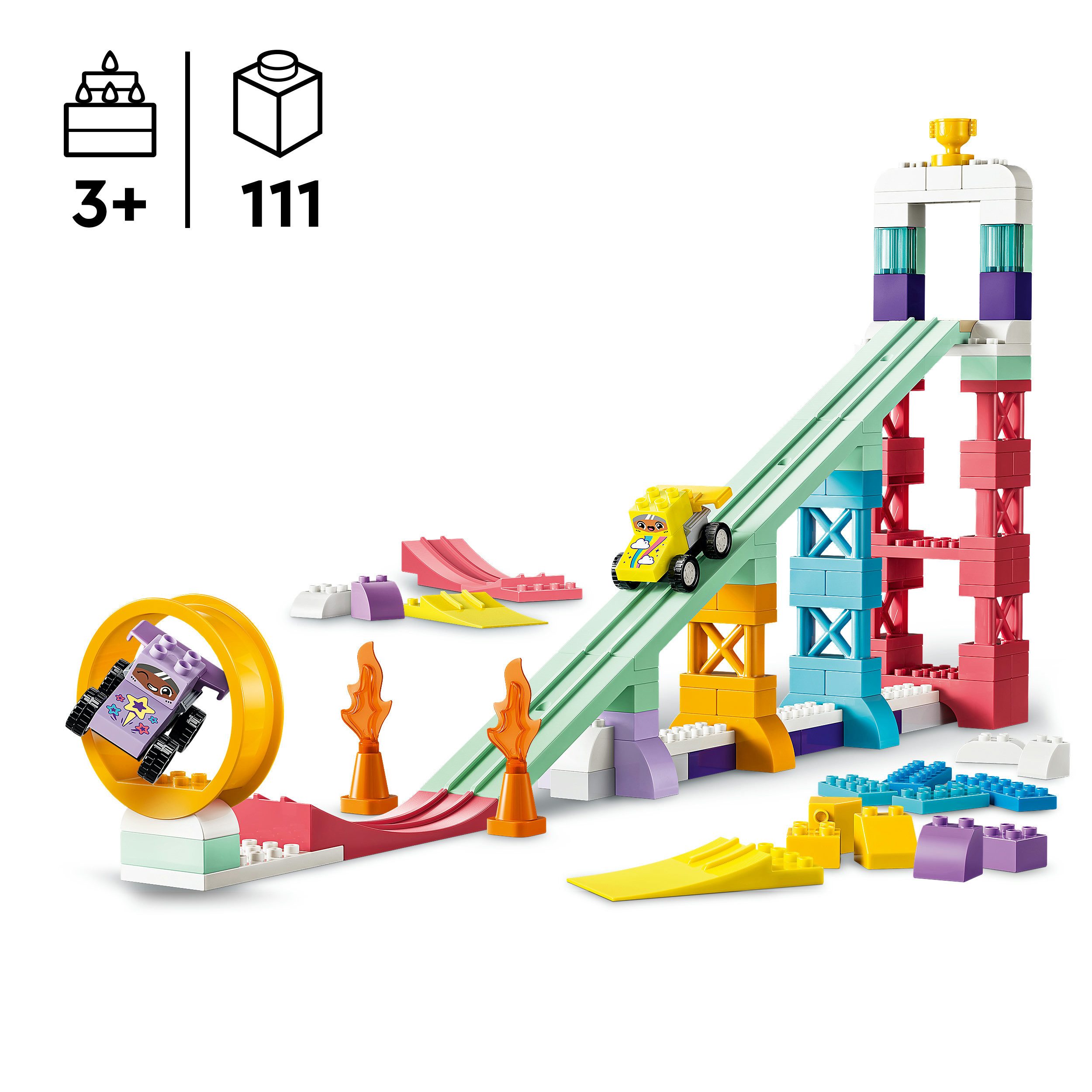 LEGO® Kreative Sprungschanzen mit kleinen Flitzern 3-in-1-Set (10478) Konstruktionsspielsteine, (111 St), LEGO DUPLO Town; Made in Europe