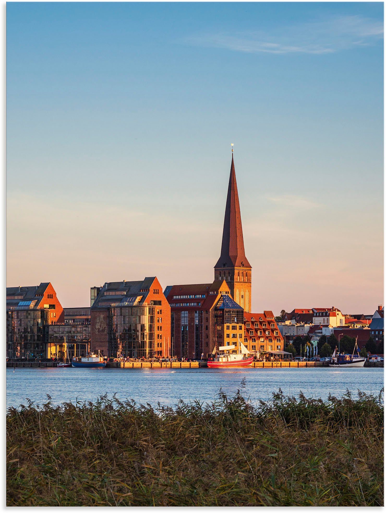 Hansestadt versch. als Wandbild Rostock Poster (1 Alubild, Blick Rostock, Wandaufkleber über Artland in Größen Leinwandbild, Warnow, St), oder