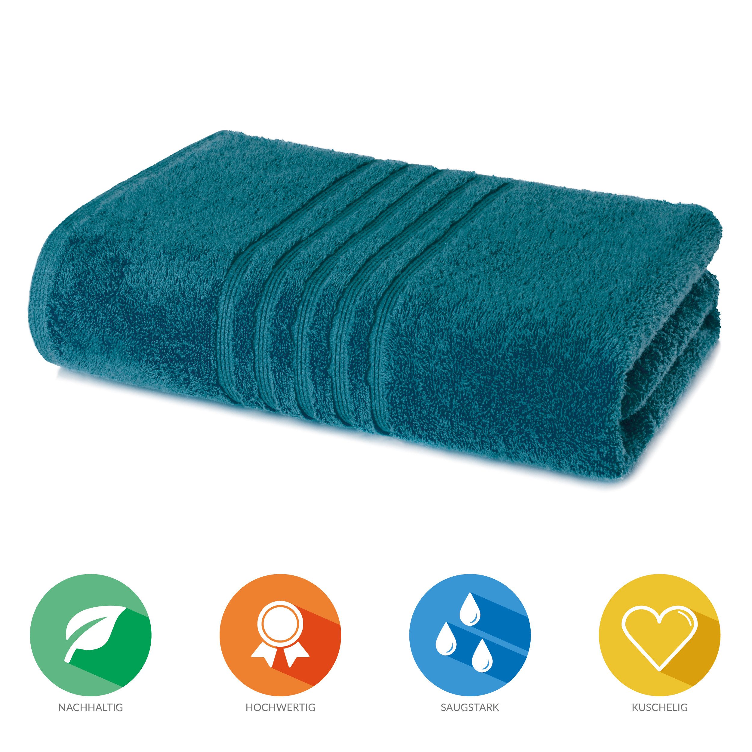 Lavea Saunatuch Bali Saunahandtuch 80x200 cm Saunahandtuch XXL 80x220 cm, Weiches Bio-Baumwollfrottee (1-St), pflegeleicht, GOTS-zertifiziert, extra saugstark mit 500g/m²