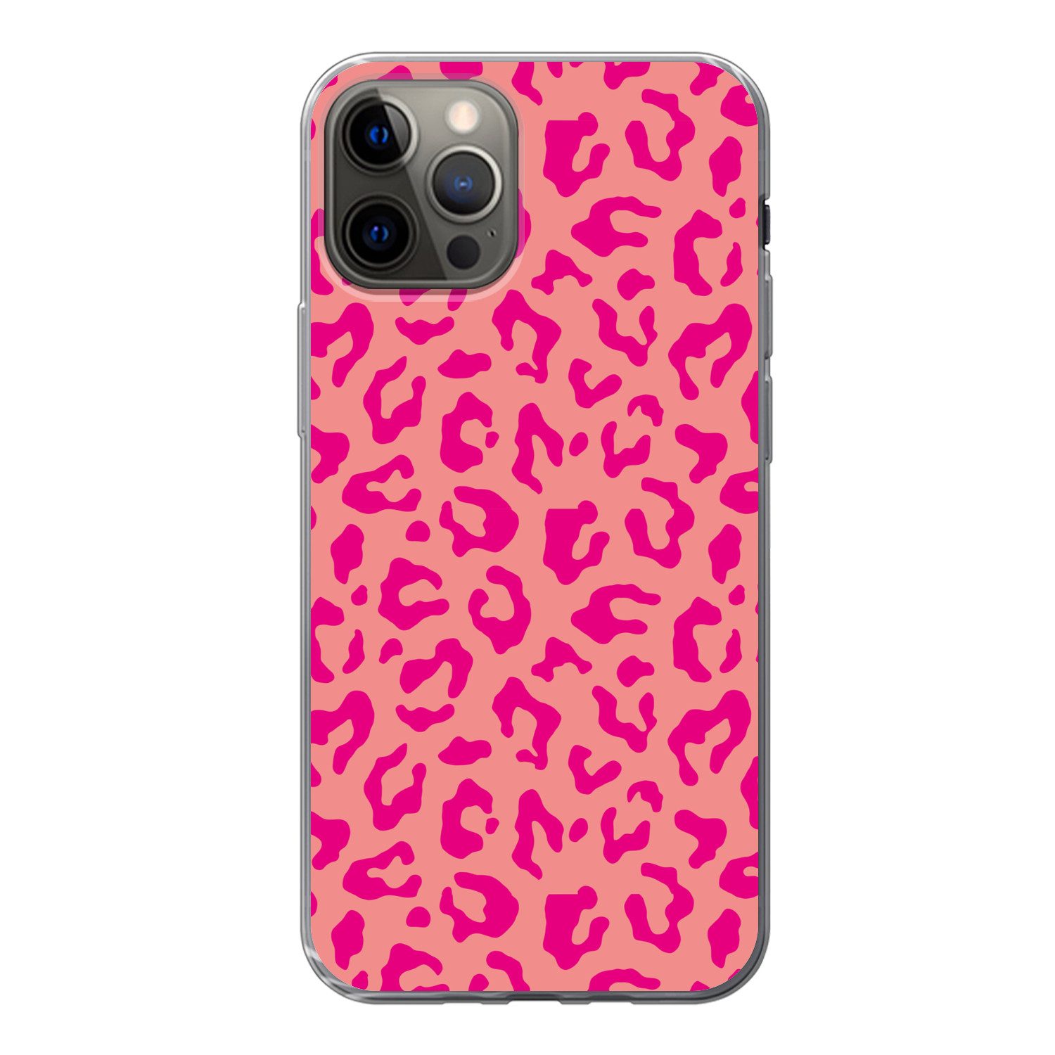 MuchoWow Handyhülle für Apple iPhone 13 Pro Pantherdruck - Rosa - Tierdruck - Minimalistis, Smartphone-Bumper, Print, Handy Schutzhülle Dünn