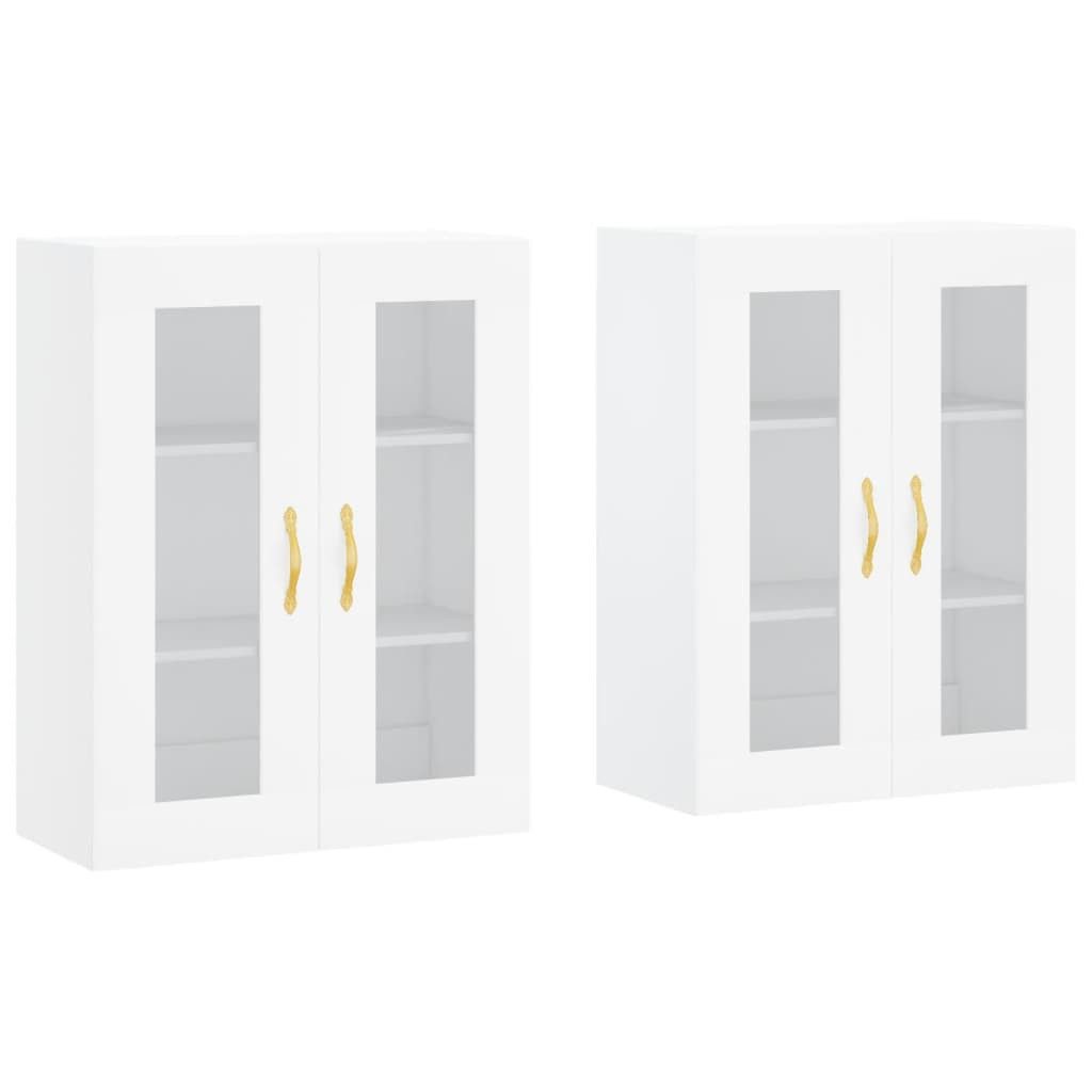 vidaXL Vitrine NA Wandschränke 2 Stk Weiß Spanplatte Glas Vitrine Hängeschrank