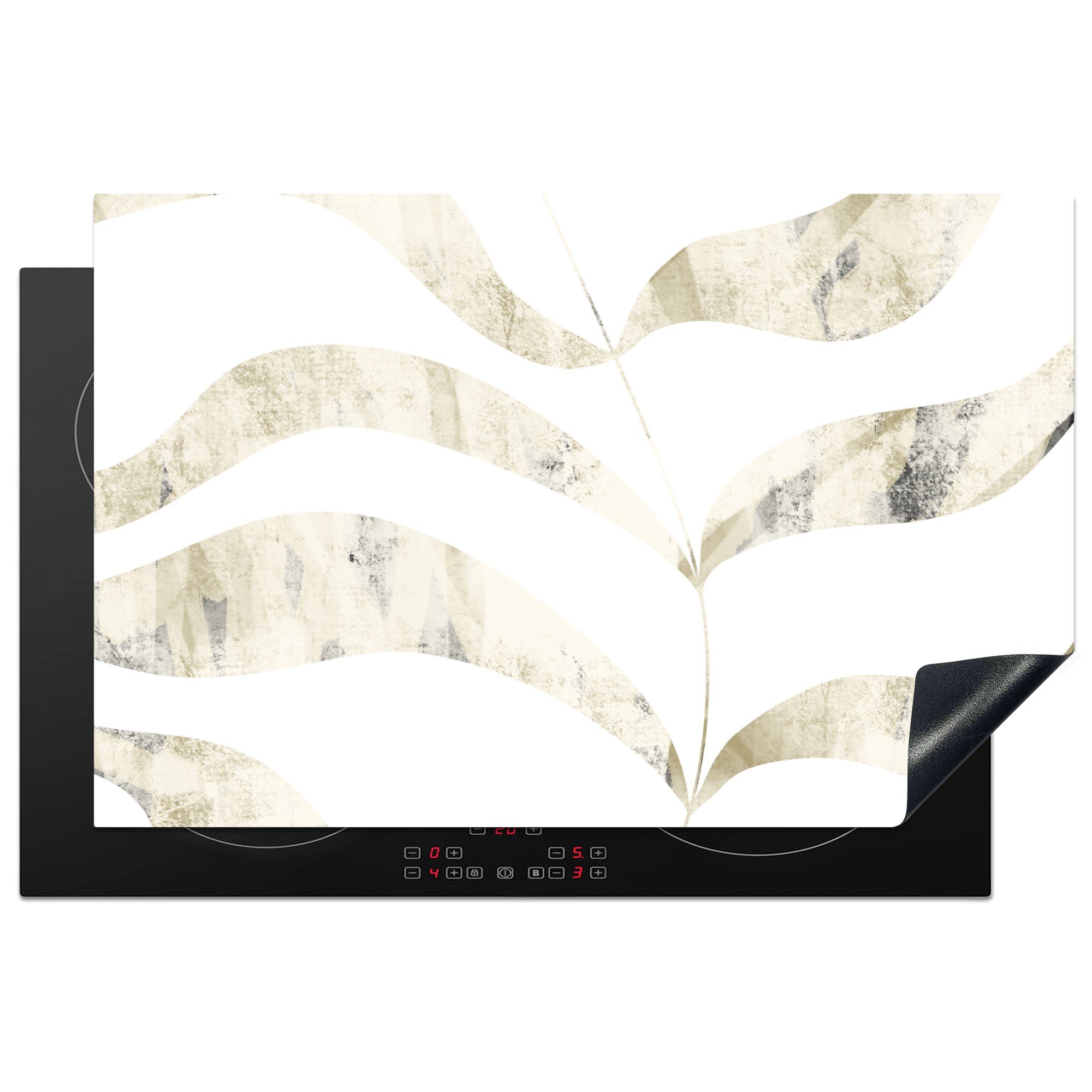 MuchoWow Herdblende-/Abdeckplatte Blätter - Pastell - Entwurf, Vinyl, (1 tlg), 81x52 cm, Induktionskochfeld Schutz für die küche, Ceranfeldabdeckung