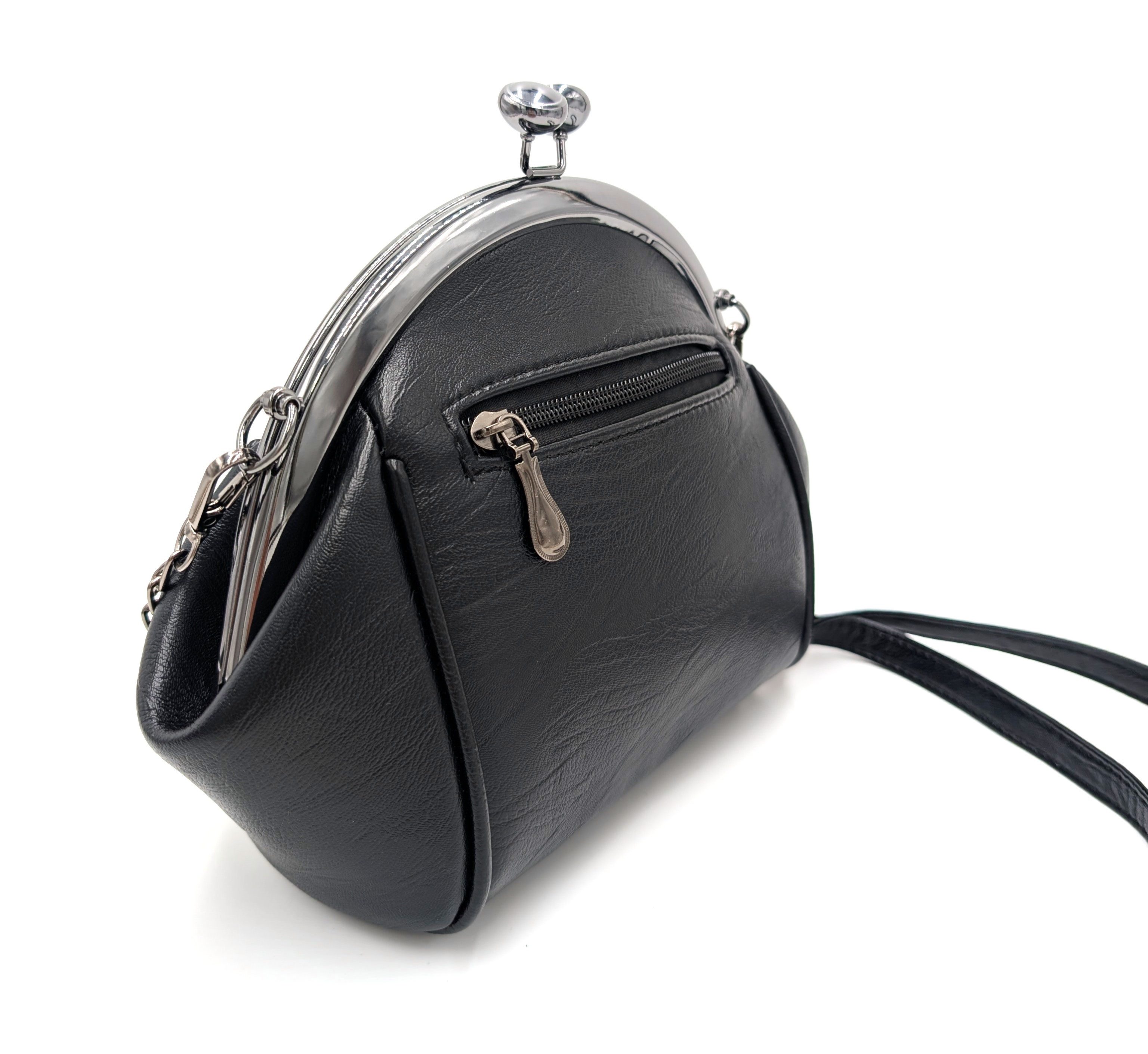 Mera Vellon Handtasche Damen Schultertasche "Varela" Umhängetasche mit Clipverschluss, Veganes Leder mit praktischem Clipverschluss – Bild 5 von 5