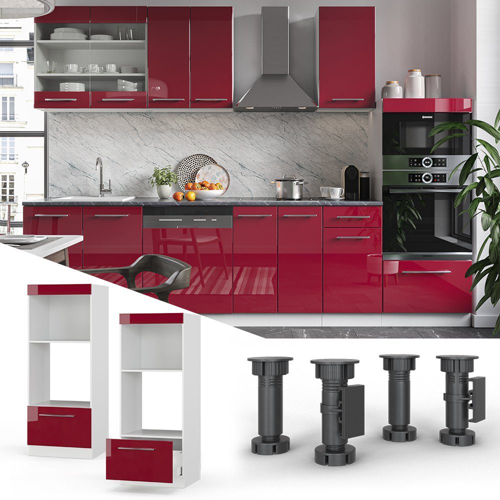 Vicco Mikrowellenumbauschrank Fame-Line, Bordeaux Hochglanz/Weiß, 60 günstig online kaufen