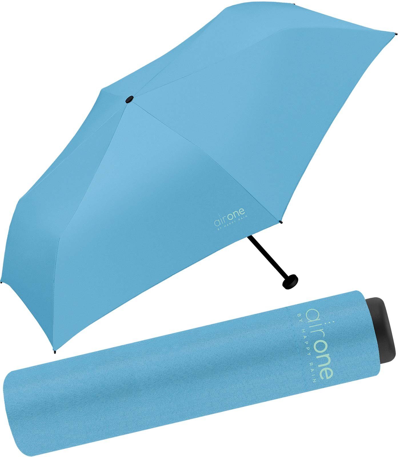 HAPPY RAIN Taschenregenschirm Air One - 99 Gramm Mini-Schirm superleicht, leichtester Minischirm - perfekt für Untewegs blau